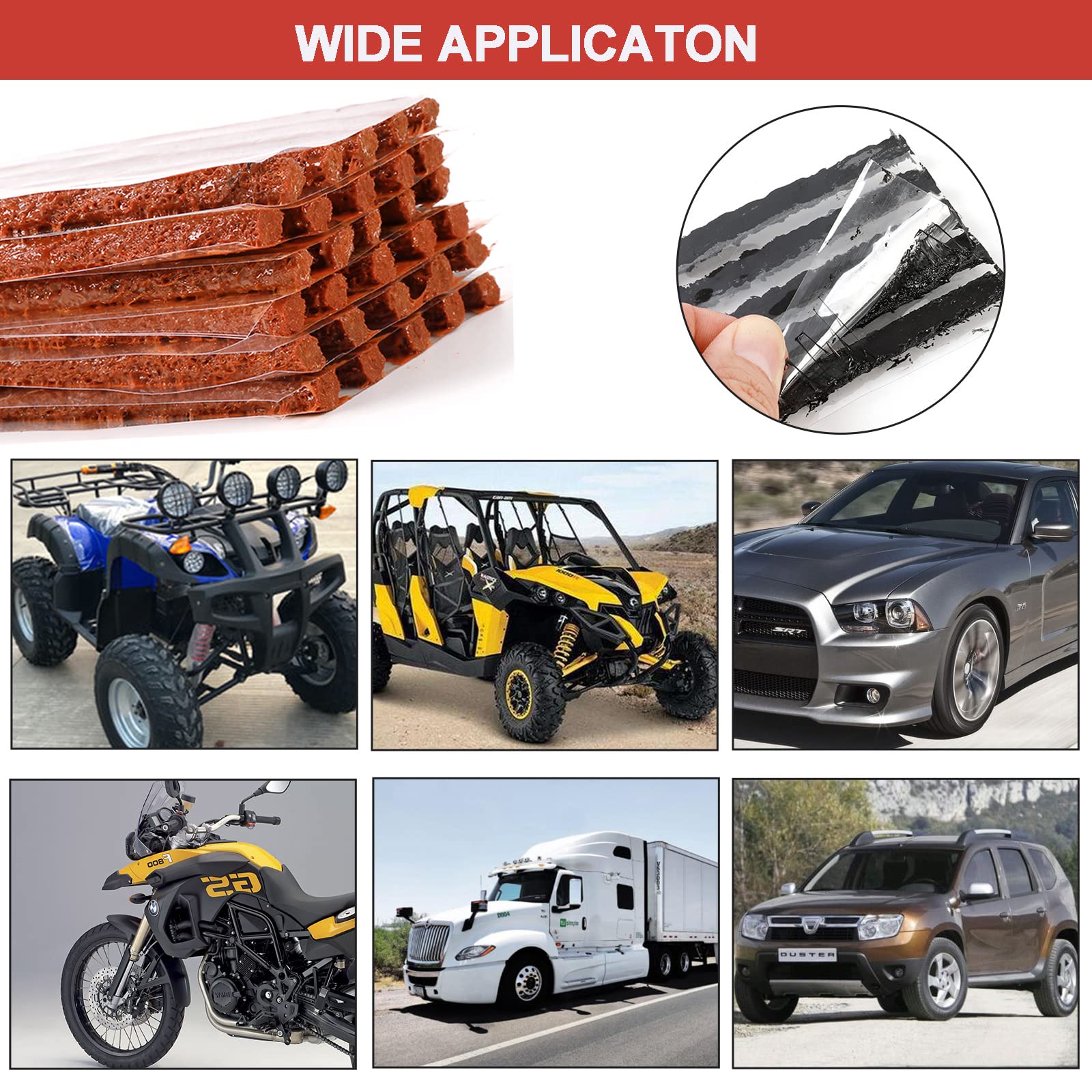 PUIBERS 60 Pcs Tire Repair Plugs, Tire Repair Gum for Tubeless Puncture,Tires Strings Rubber Plug Tool for Car, RV, SUV, ATV, Mo