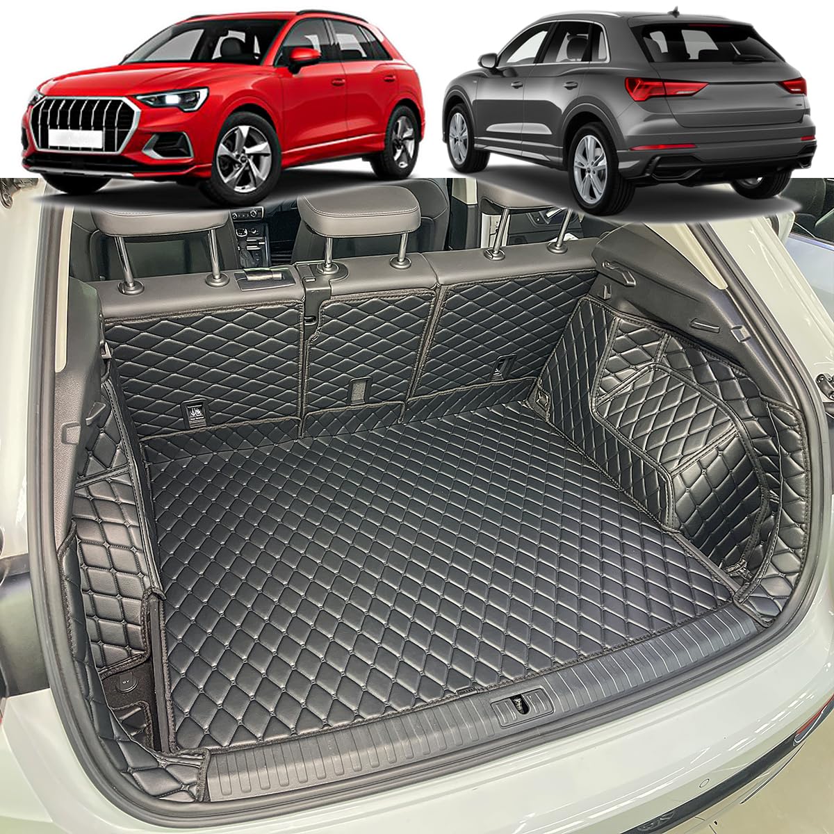 7DEEKEI Cargo Mat Compatible with 2018-2024 Audi Q3 Trunk Mat (and Rear Left and Right Side Panels) Cargo Liners for Audi Q 3