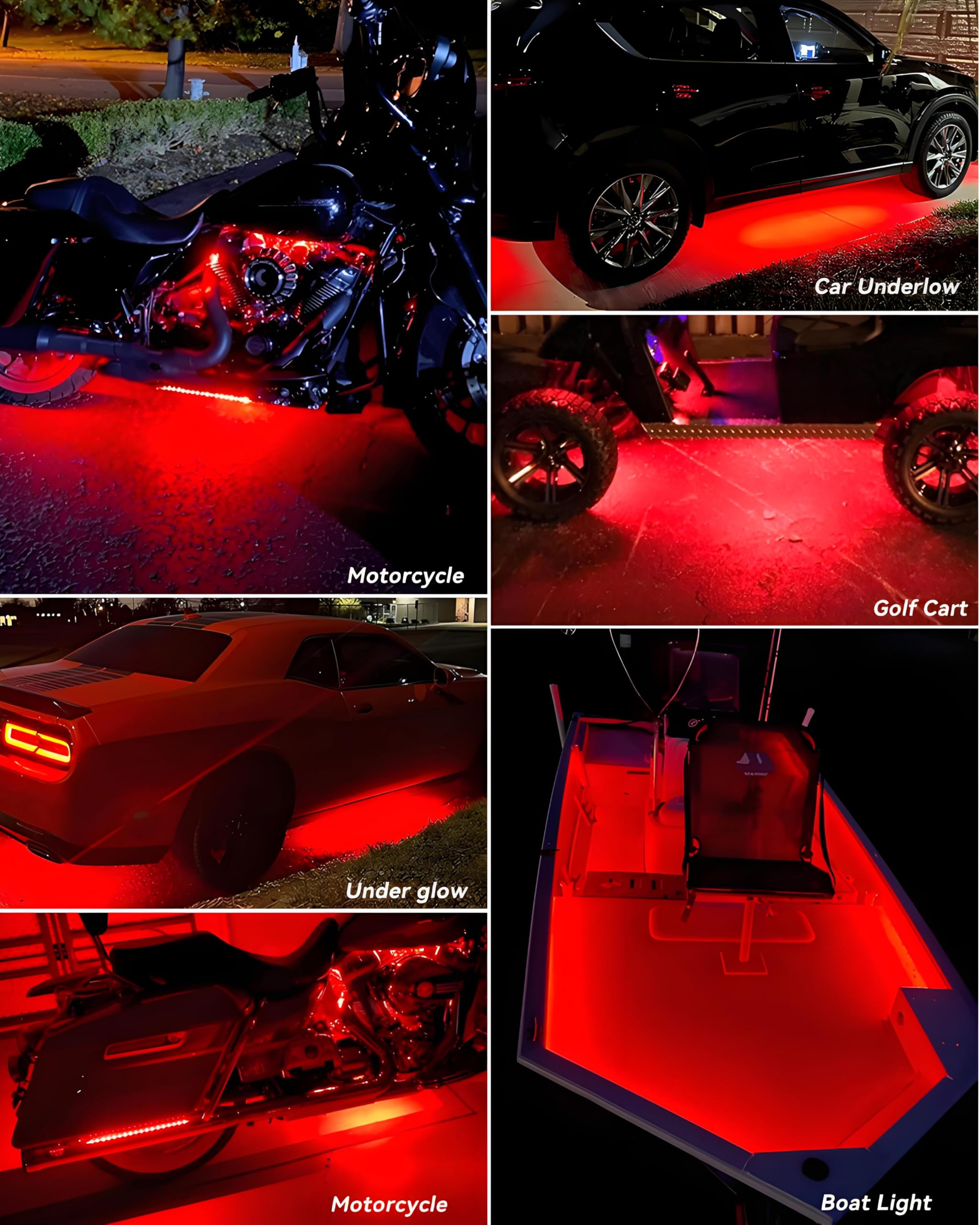 Keiurot 12V Led Light Strip 32Cm Waterproof Leds Light Strips For Cars Motorcycles Golf Cart Interior & Exterior Marine Boat Red