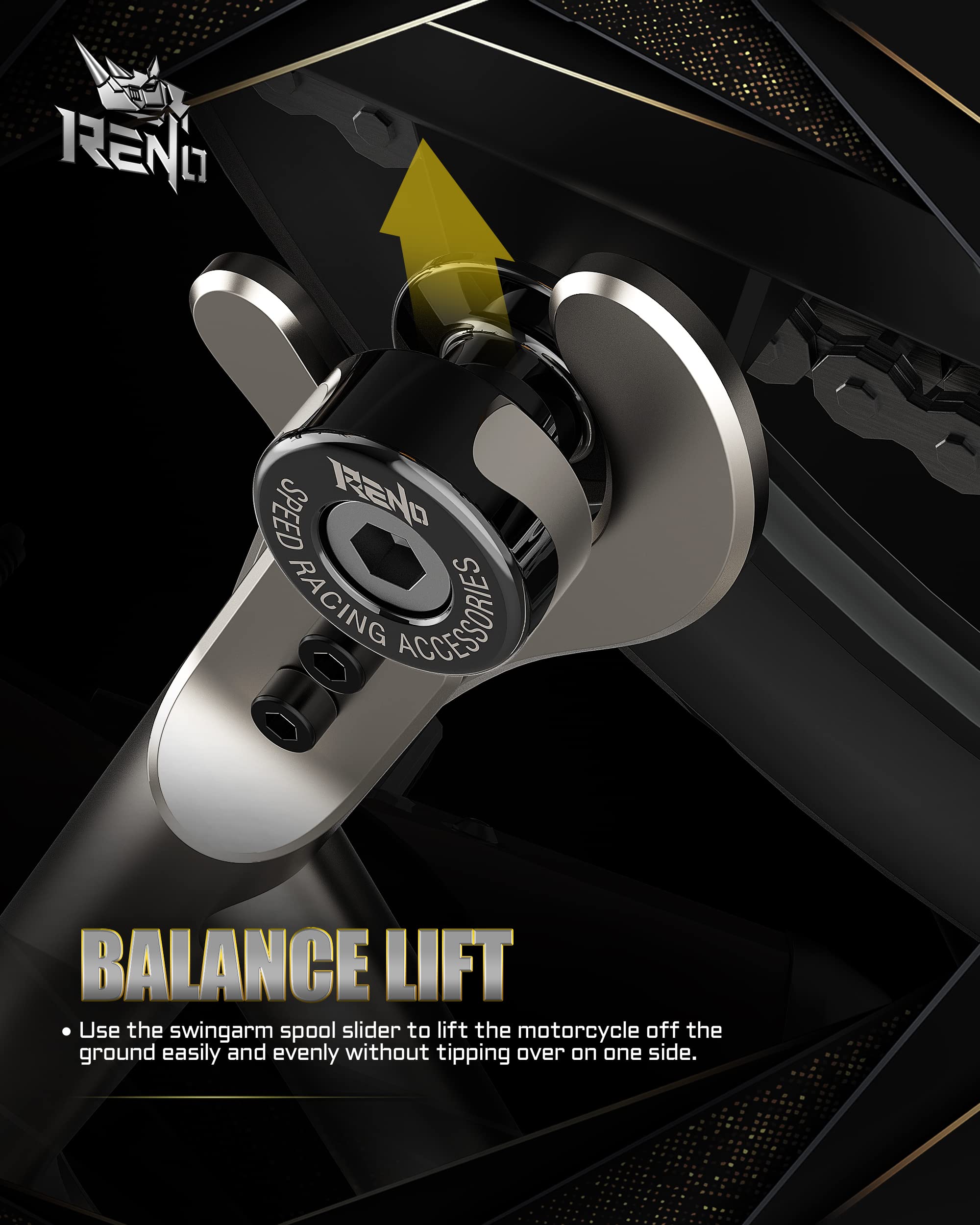 Reno Sp1-M8 Aluminum Motorcycle Swingarm Spools Slider Pro Compatible With Select Models (Black, 2 Pcs)