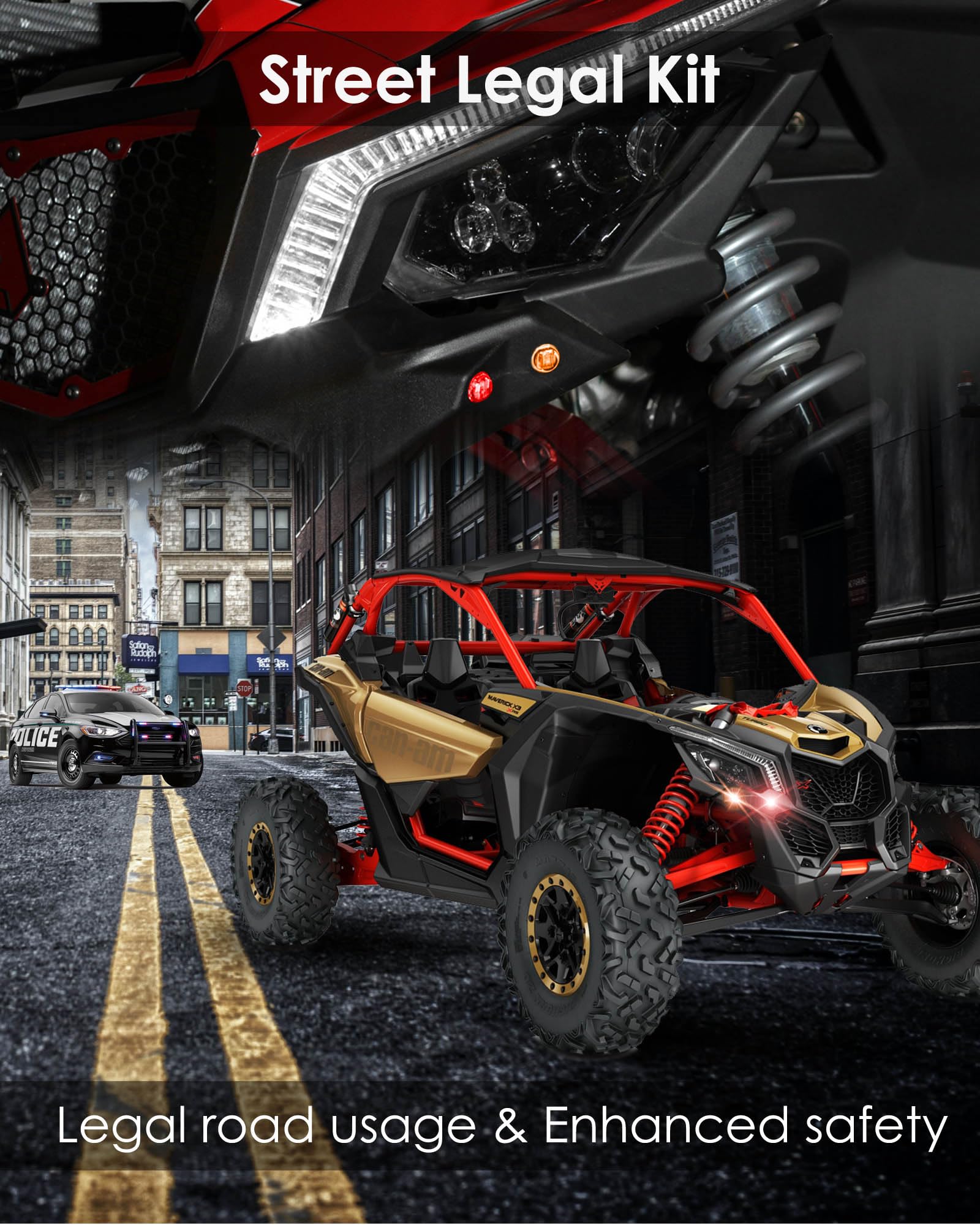 Universal ATV UTV SXS Turn Signal Set, Street Legal Kit with 110DB Horn Reverse Light Rocker Switch Flasher Relay Fuse Wire Fits