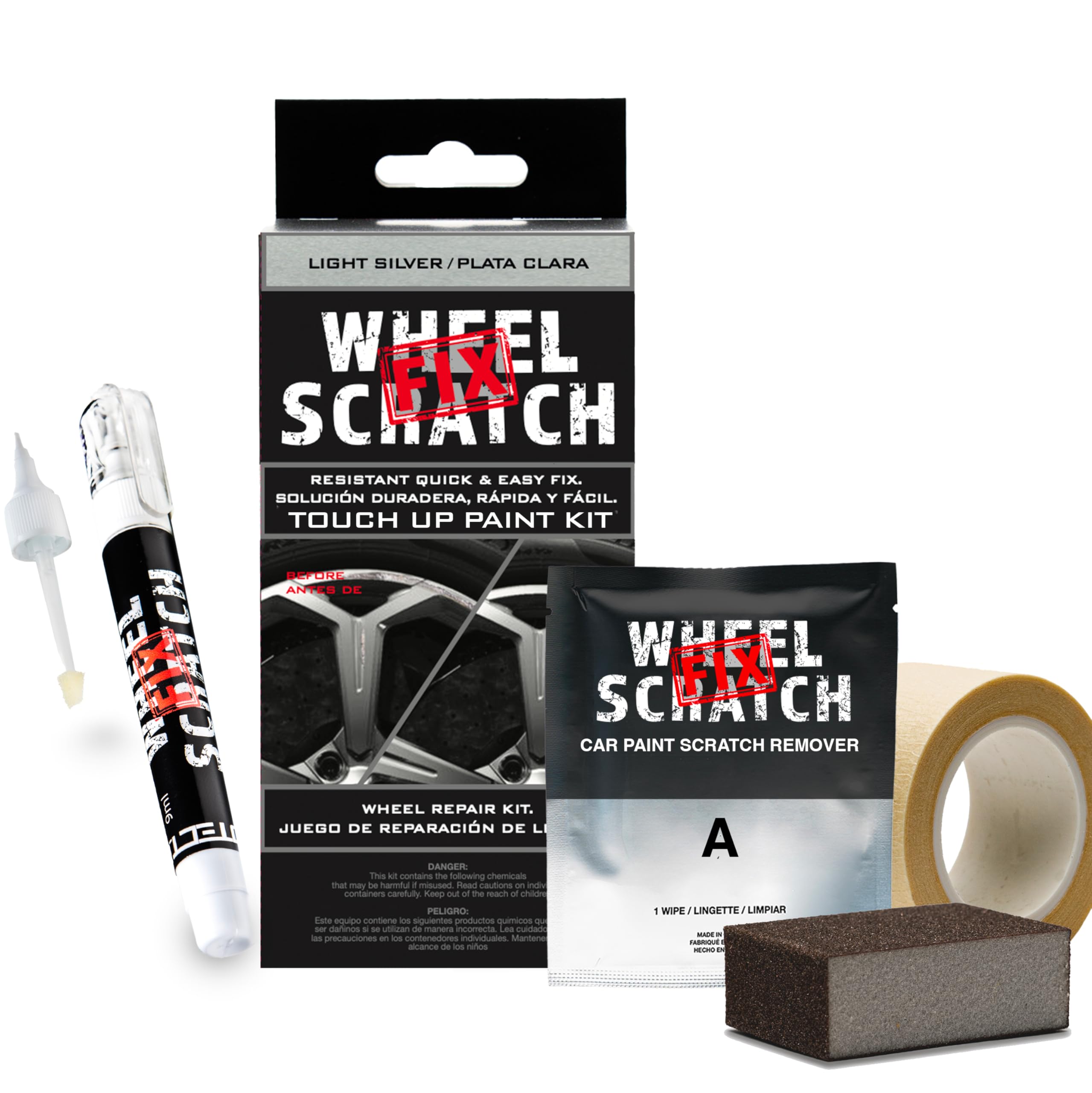 Wheel Scratch Fix Silver Rim Touch Up Paint Kit, Car Wheel Scratch Repair Kit Touch Up Paint Pen, Curb Rash Repair Kit, Universa