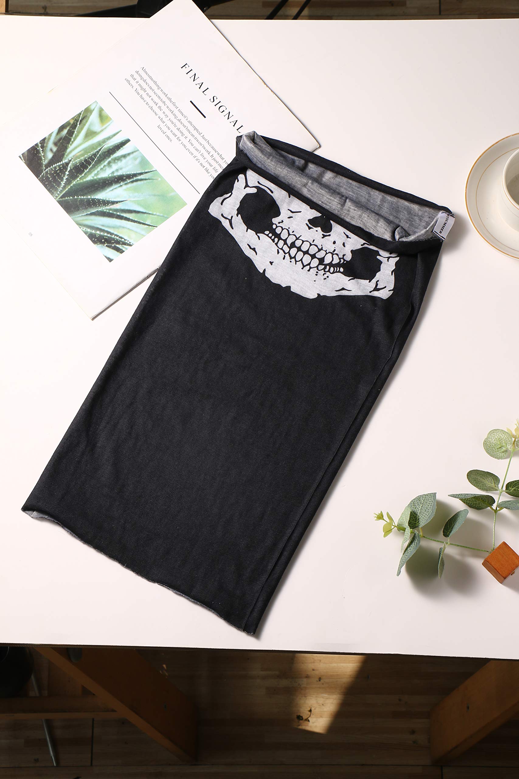 Wysummer 8Pcs Scarves Bandanas Face Tube Black Headband, Motorcycle Multi Function Headwear Hat Scarf Neck Warmer Balaclava