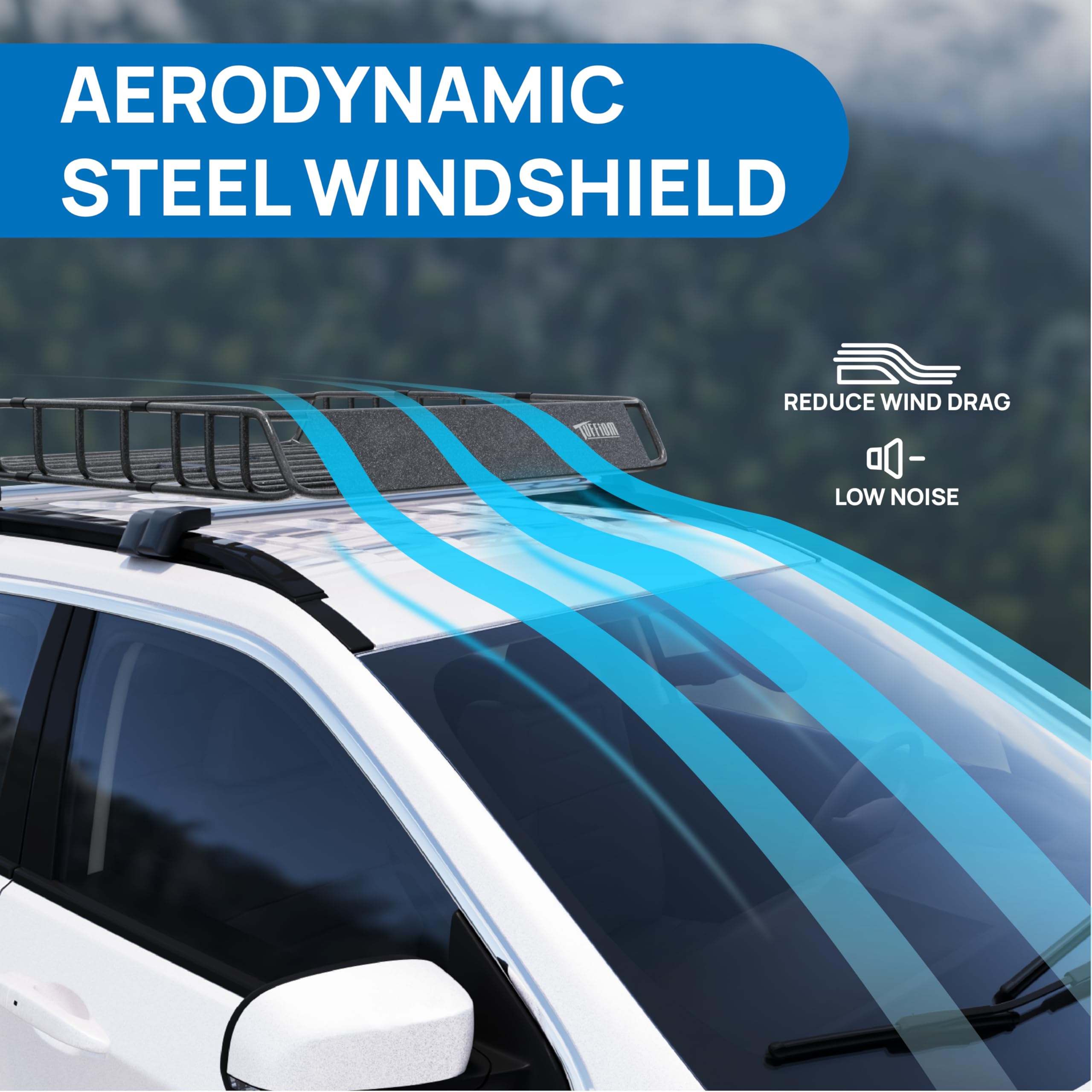 Tuffiom 46''X 36''X 6'' Universal Rooftop Cargo Carrier Basket, Heavy Duty Steel Roof Rack Basket W/4 Straps With Hook, Car Top