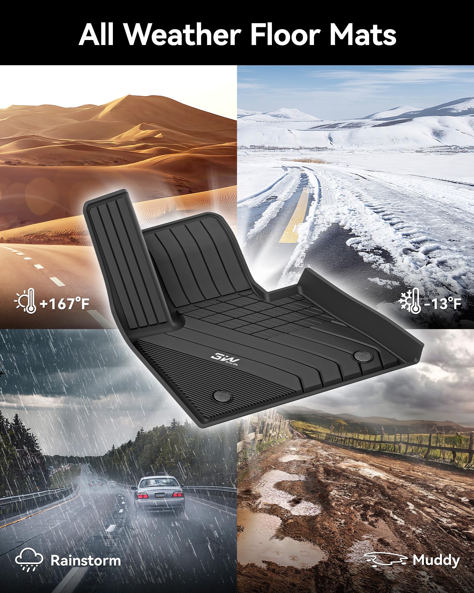 3W Floor Mats Compatible For Bmw X5 2019-2024 2025, Tpe All Weather Custom Fit Floor Liner For Bmw X5 40I 50I 45E M50Im 1St&2Nd