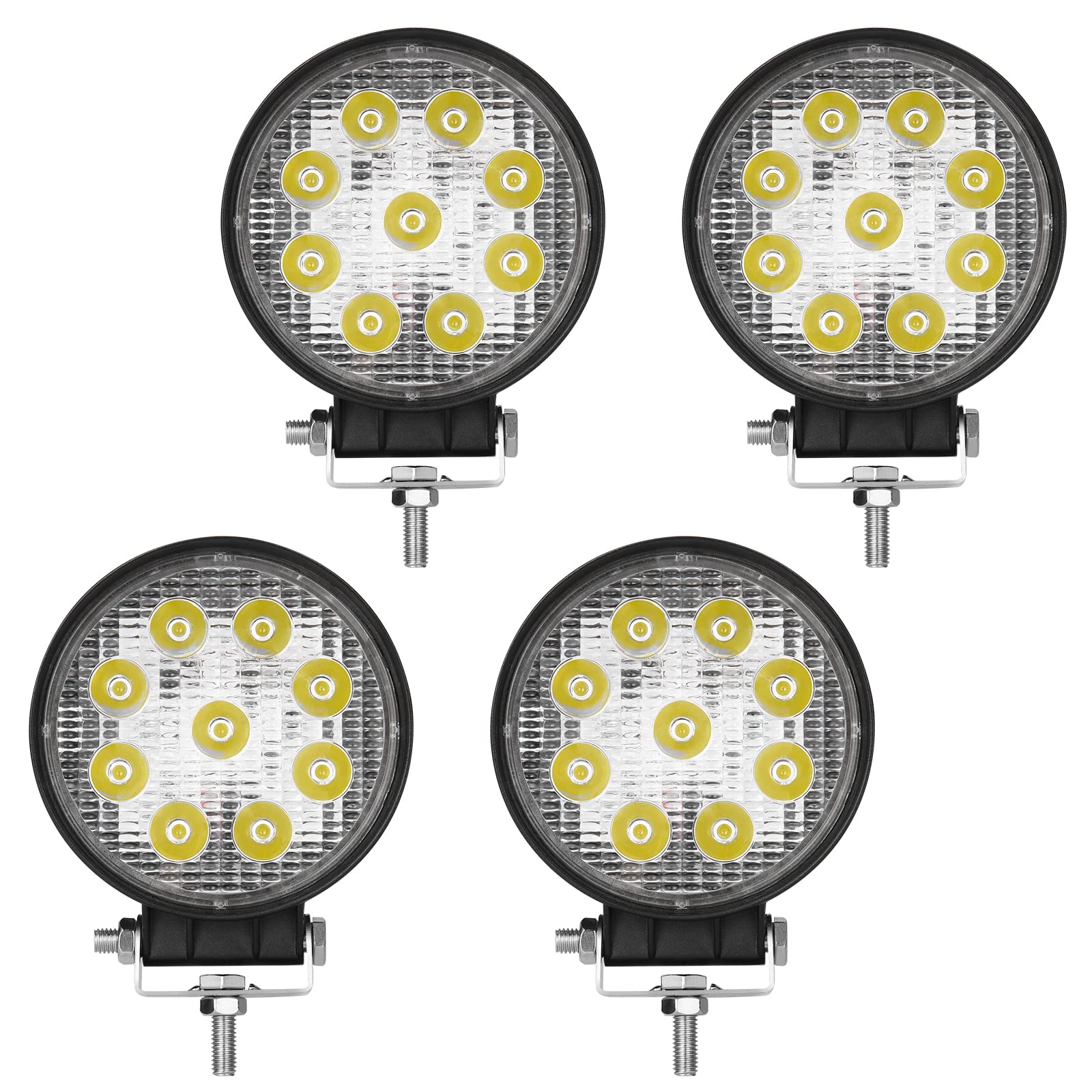 Yitamotor Led Liight Bar 4Pcs 4Inch 27W Round Work Light Pod Lights Spot Beam Off Road Driving Fog Waterproof Truck Car Atv Suv