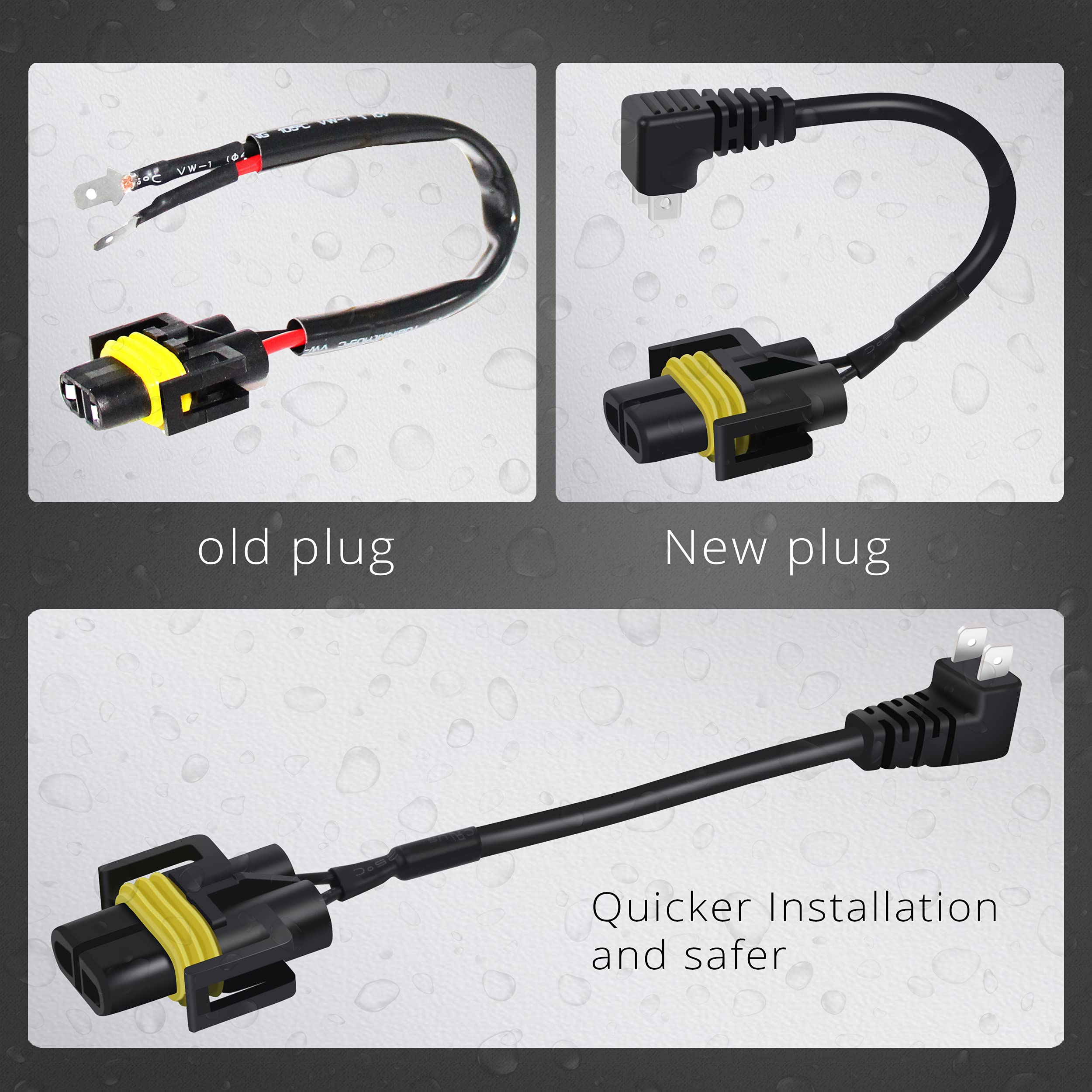 Alla Lighting Upgraded PGJY19-2 Base H8B H9B H11B Socket Female Adapter Wiring Harness Wire for H11 Bulb to H11B (2pcs/pk)