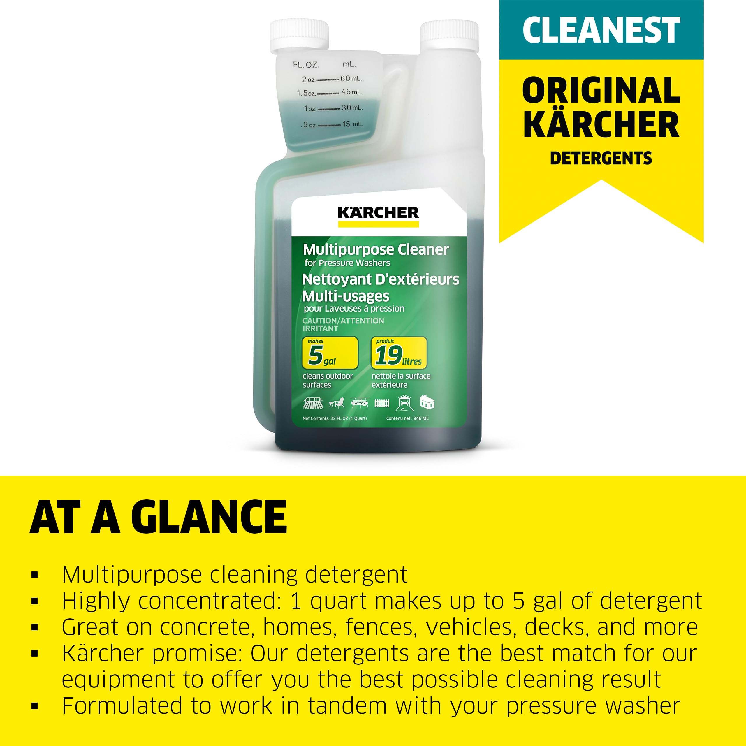 Kärcher - Multi-Purpose Cleaning Soap Concentrate - For Pressure Washers – For All Outdoor Surfaces – 1 Quart