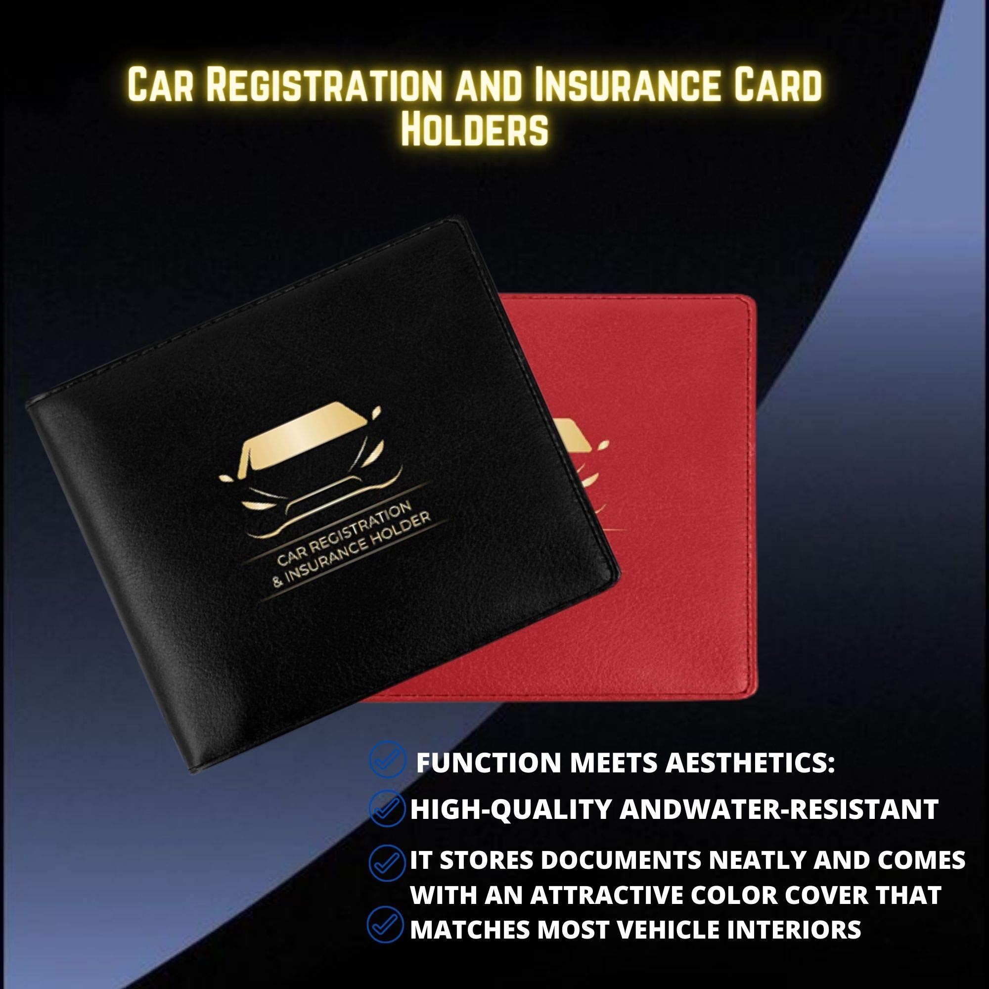 Performore Car Registration and Insurance Card Holders, Premium Wallets for Essential Car Documents with 2 Clear Pockets and Str