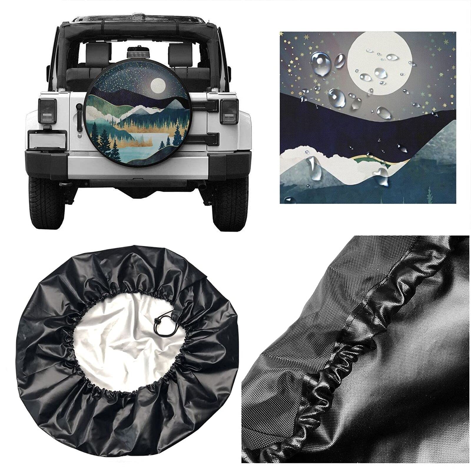 Cozipink Abstract Mountains Deer Lake Landscape Spare Tire Cover Wheel Protectors Weatherproof Wheel Covers Universal Fit For Tr