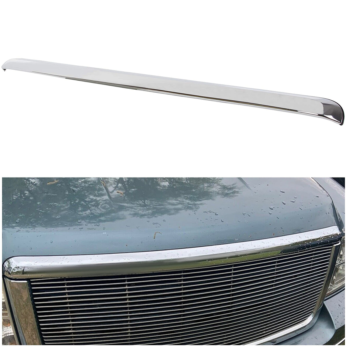 Ecotric Truck Hood Molding Trim Moulding Compatible With 2007-2013 Gmc Sierra 1500 2500Hd 3500Hd Replace For Gm1235109 10385156