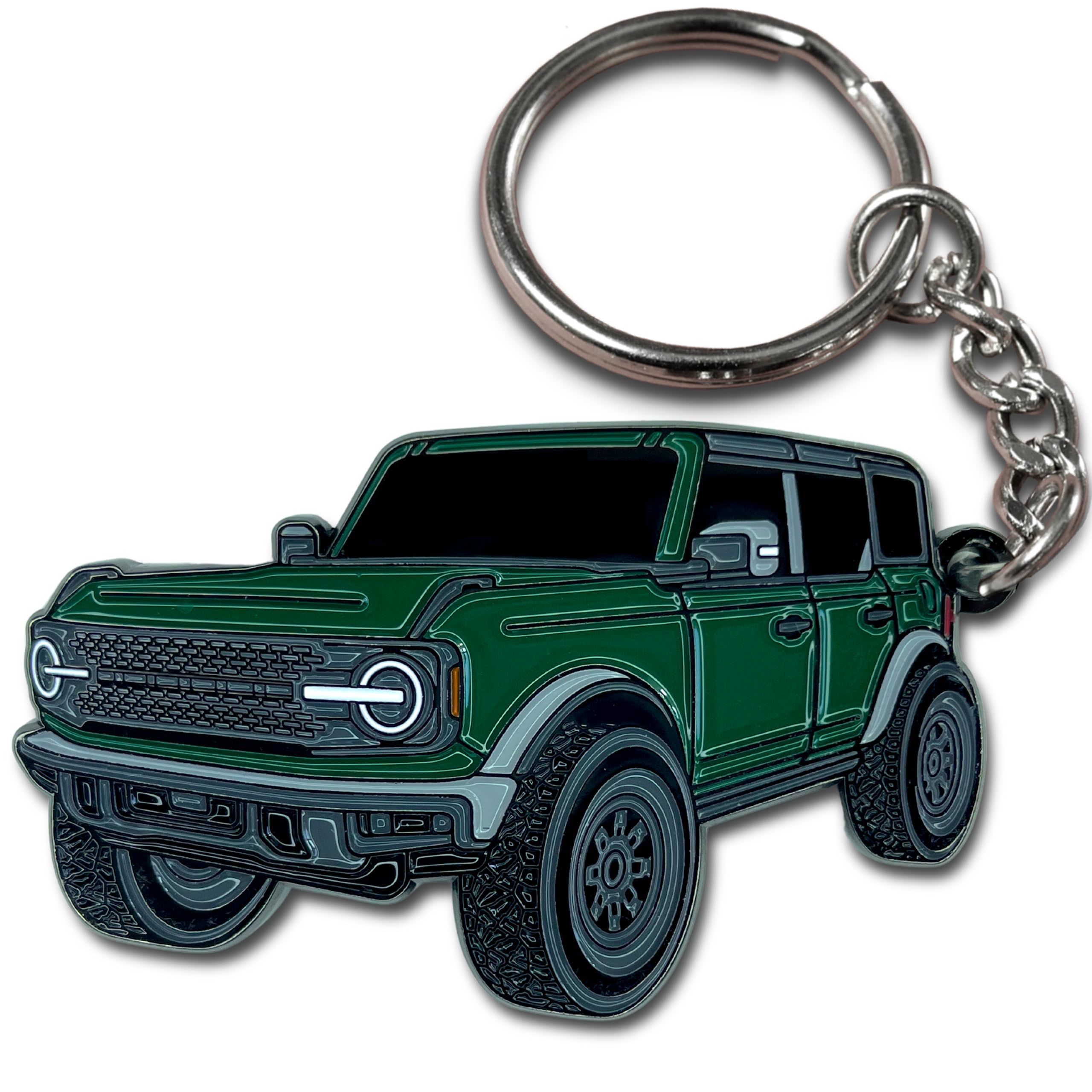 Four Wheel Beast Bronco Keychain Accessories 2023 4 Door Key Chain Fob Cover Cool Car Mods (Green)