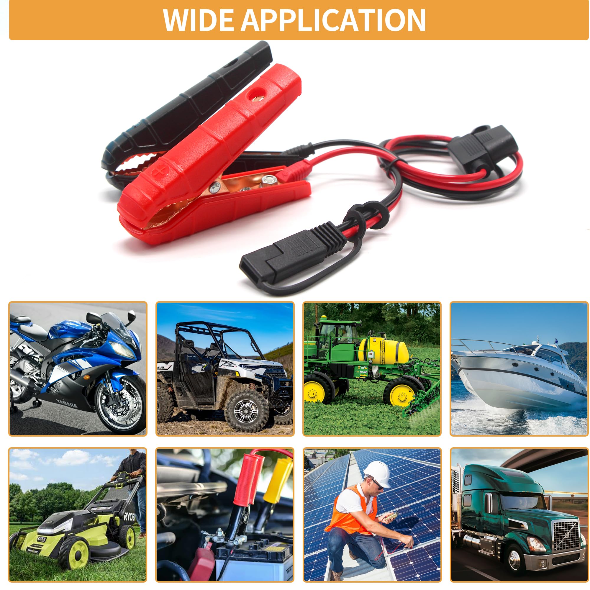 Sae Battery Alligator Clips Wire Harness 20Inch 16Awg, 12V Alligator Clips With Wires For Battery Charger Connector, Sprayer Par
