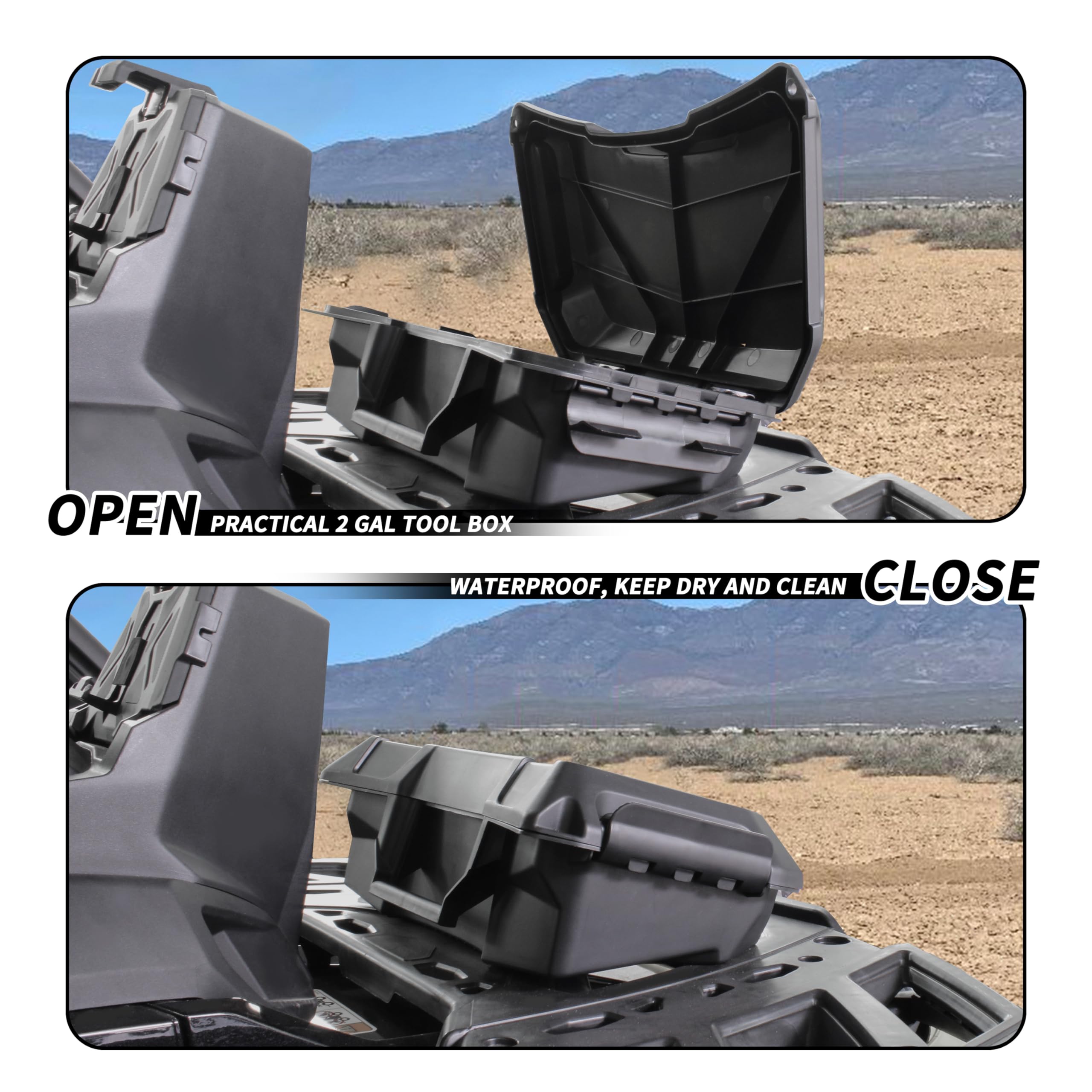 SAUTVS Storage Cargo Box for Can Am Outlander, 2 GAL Front Rear Storage Box Back Seat Rack Storage Cargo Box for Can-Am Outlande