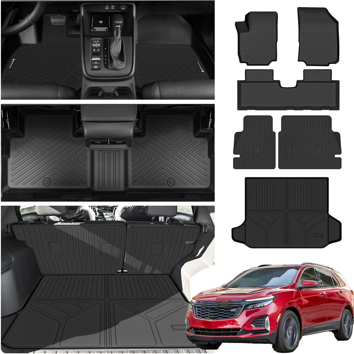 Floor Mats &Trunk Mat For 2018-2024 Chevrolet Equinox/Gmc Terrain With Backrest Mat All Weather Tpe Rubber Cargo Liner Back Seat