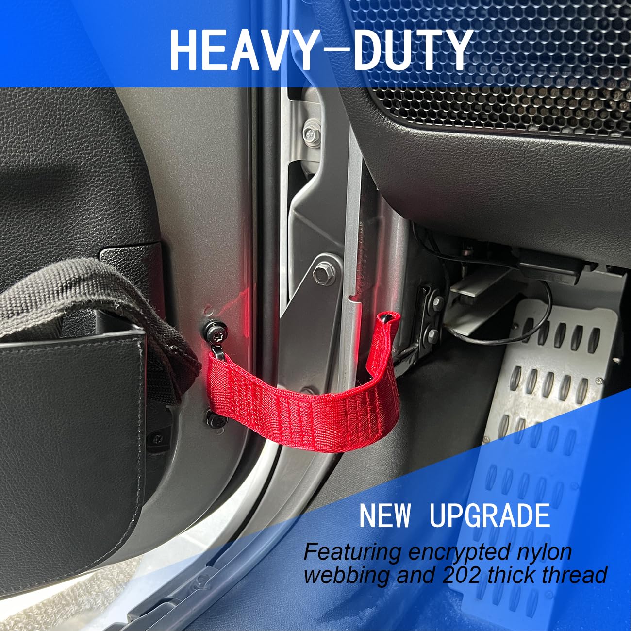 ROMASO Adjustable Door Check Strap for Jeep Wrangler CJ YJ TJ JK JKU JL JLU, Red - Pack of 2, Durable Door Limit Straps