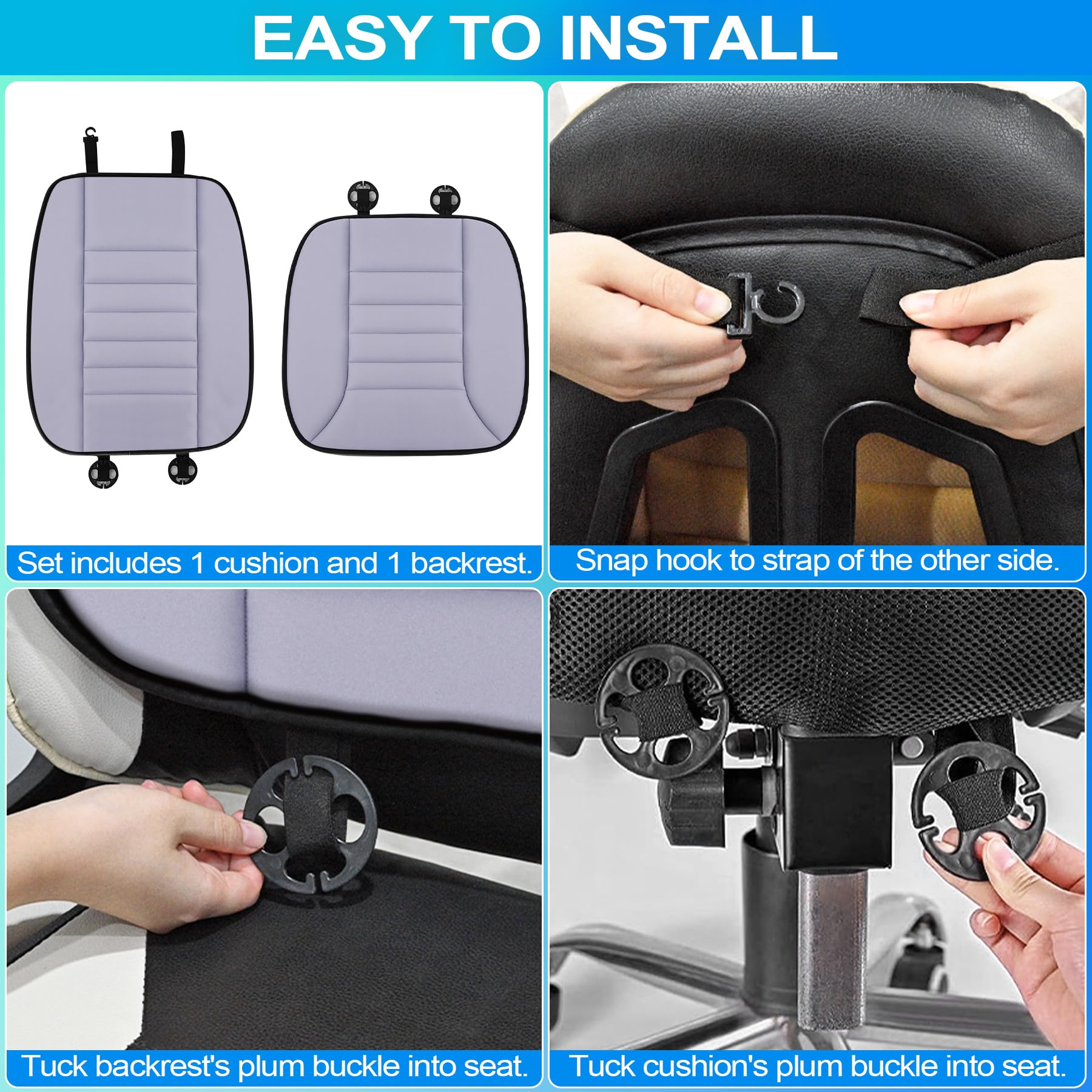 Myfamirea Car Seat Cushion And Lumbar Support Pillow 1.2'' Thick Memory Foam Desk Chair Cushion Back Support For Automotive Seat