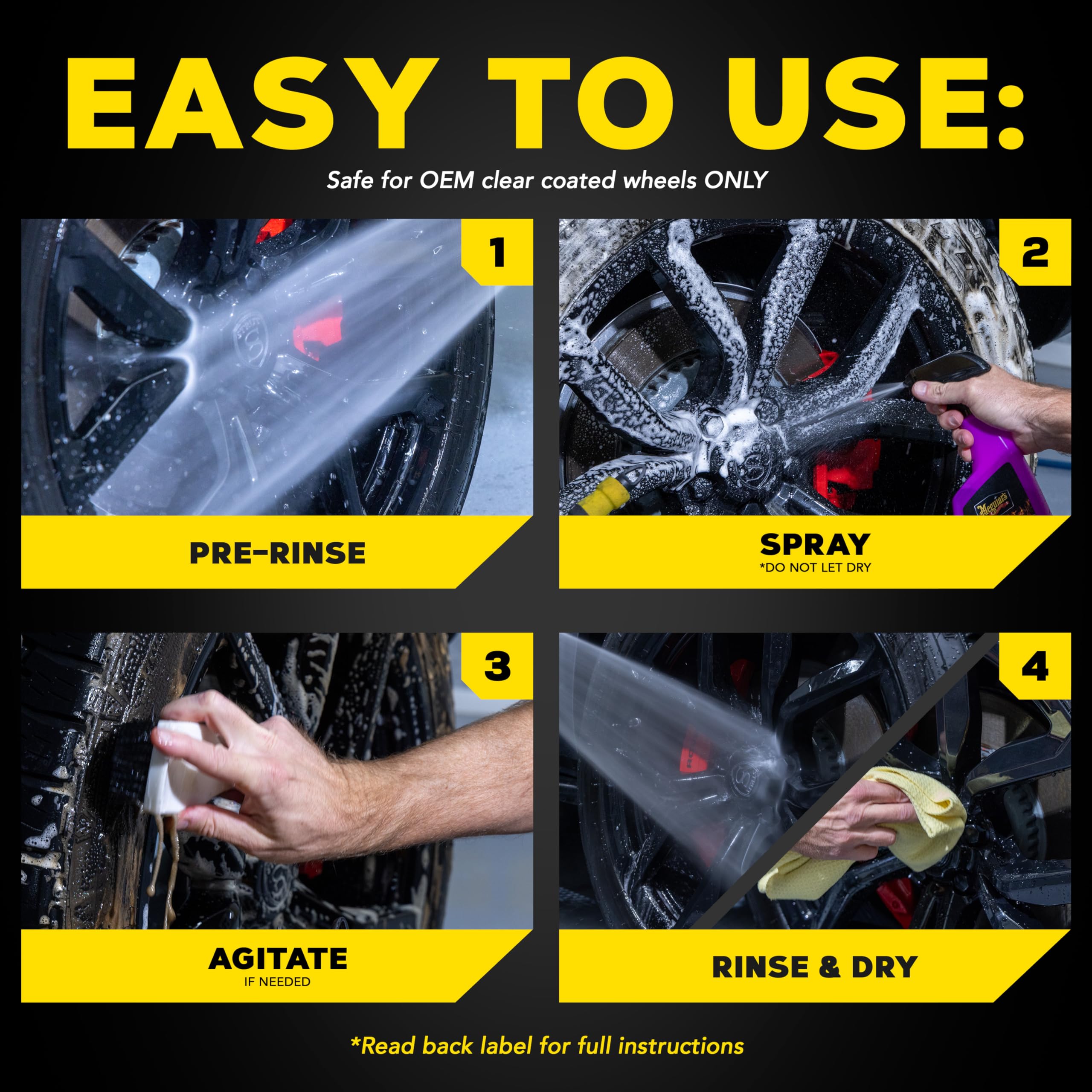 Meguiar'S Hot Rims Wheel & Tire Cleaner, Powers Through Brake Dust & Grime - 24 Oz Spray Bottle