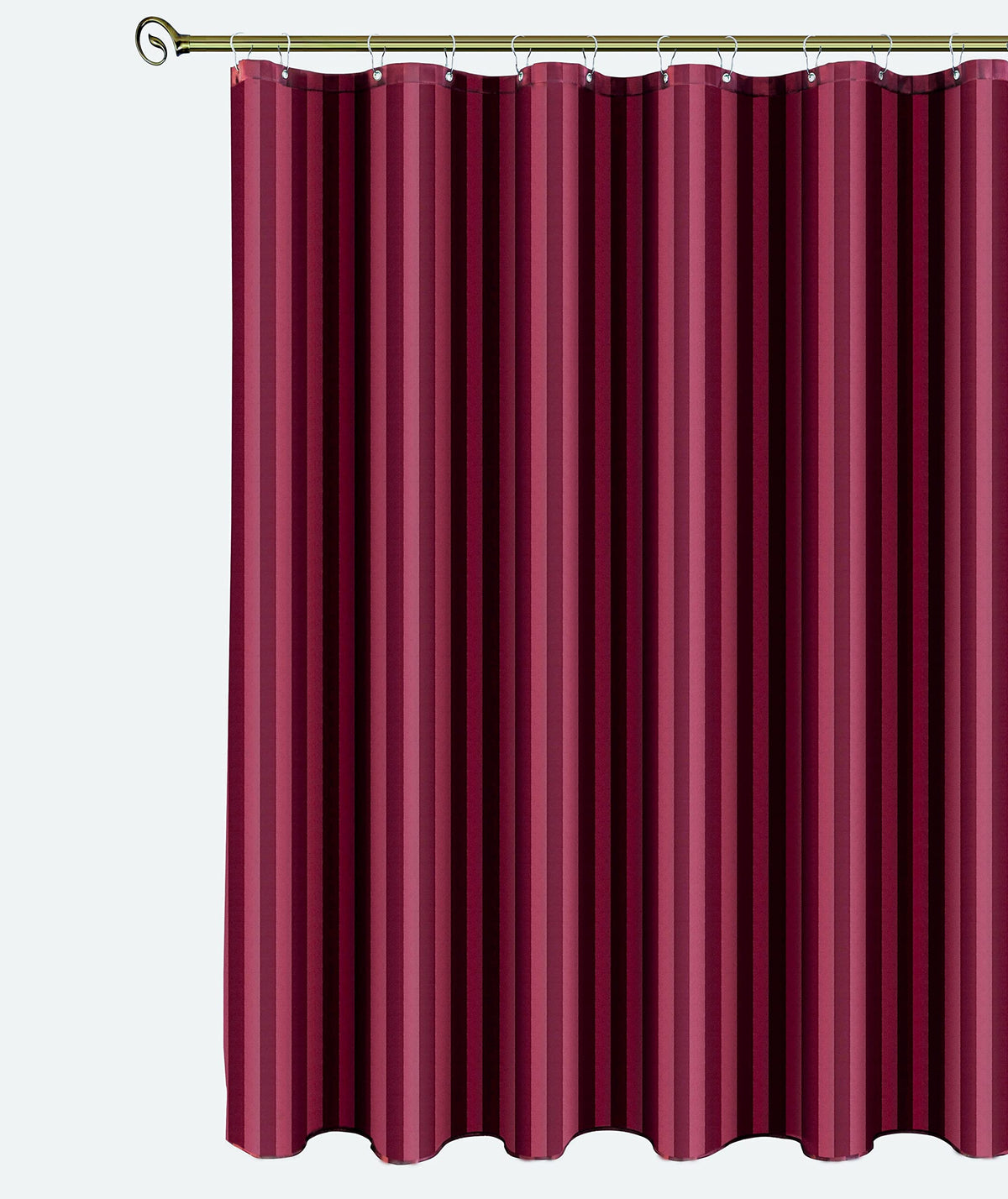 Biscaynebay Fabric Shower Curtain Or Liner 72 By 72 Inches, Burgundy Water Repellent Damask Stripes Bathroom Curtains Machine Washable