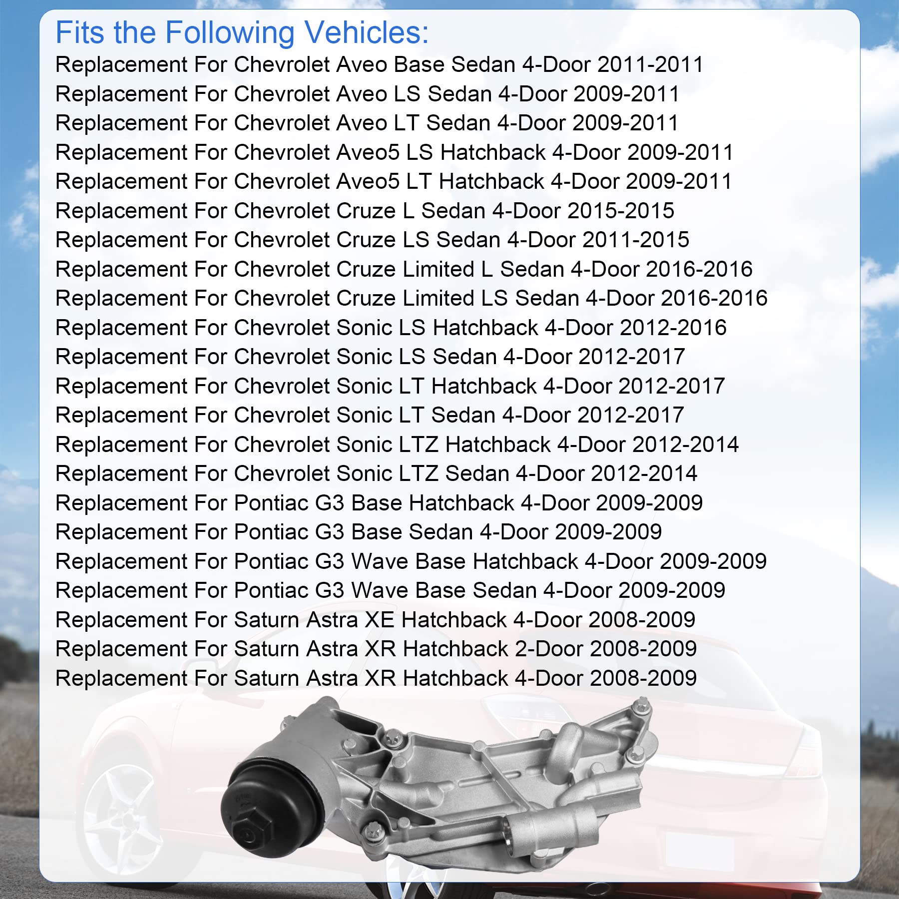 JDMSPEED Engine Oil Cooler With Oil Filter Assembly 93186324 Replacement For GM Chevrolet Cruze Aveo Aveo5 Sonic, Replacement Fo
