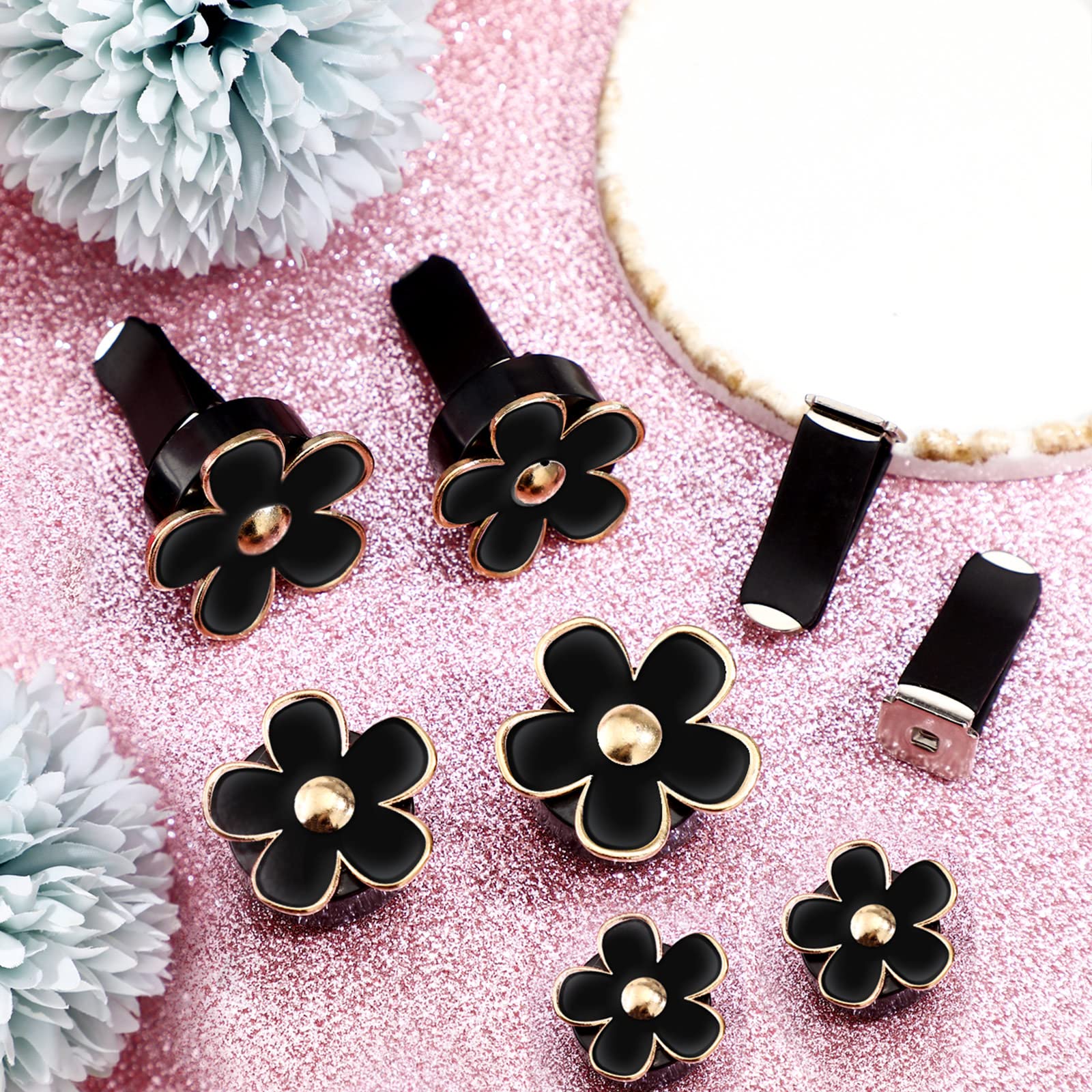 Frienda 6 Pcs Daisy Flower Air Vent Clip Air Freshener Outlet Clip Car Air Conditioning Clip Charm Car Inter Decor(Black, 2.5 Cm
