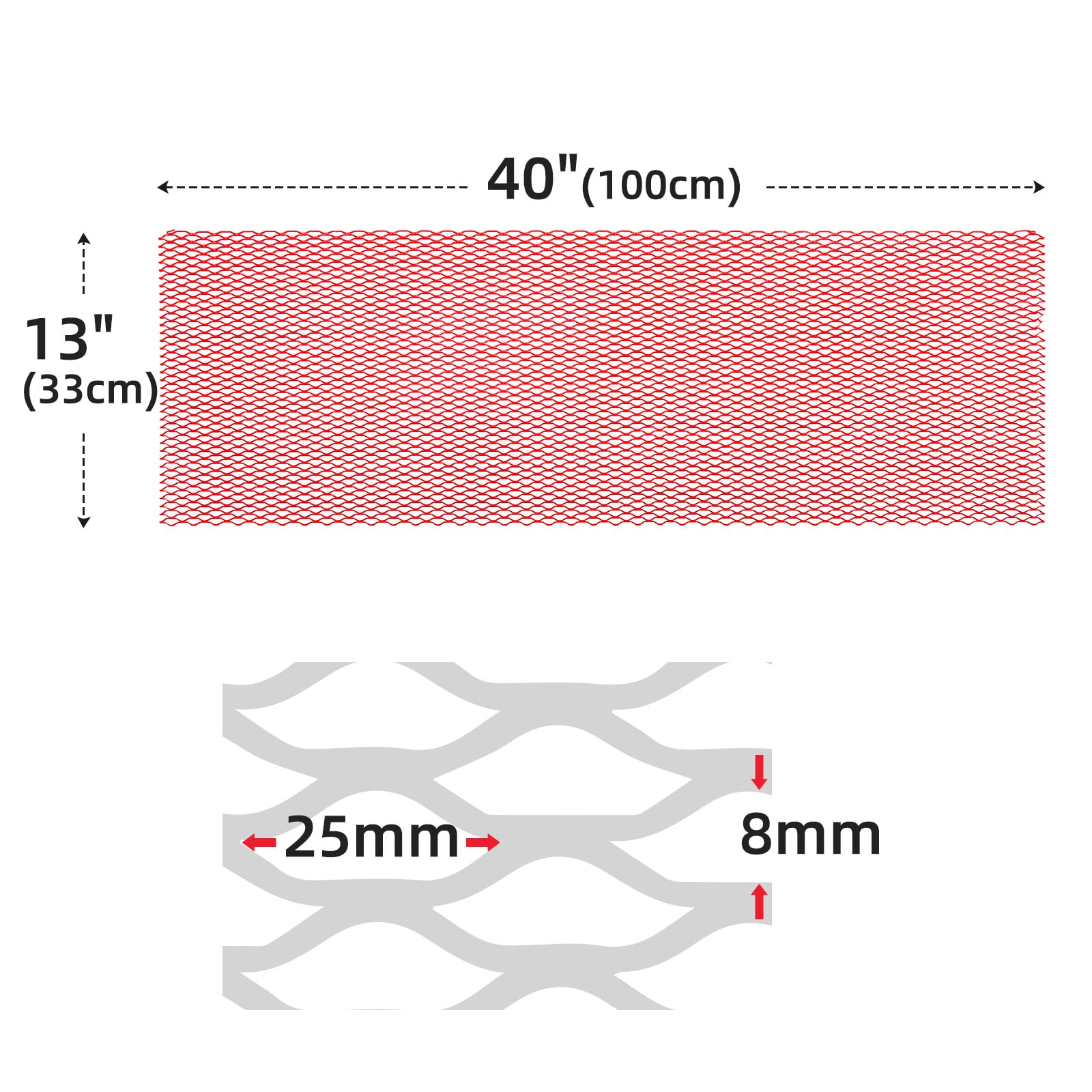 Aggauto Universal 40 ''X13 '' Car Grill Mesh - Aluminum Alloy Automotive Grille Insert Bumper 8X25Mm Seagull Hole, One Of The Mo