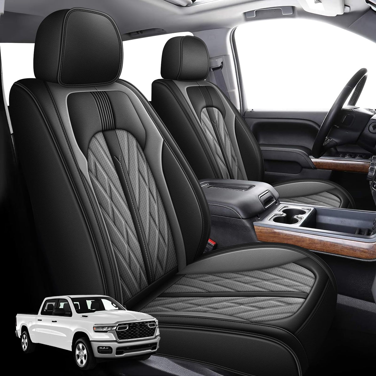 IKABEVEM Seat Covers Fit for Dodge RAM 1500 2002-2024: Compatible with RAM 1500 2500 3500 Car Seat Cover Truck Pickup Crew Doubl