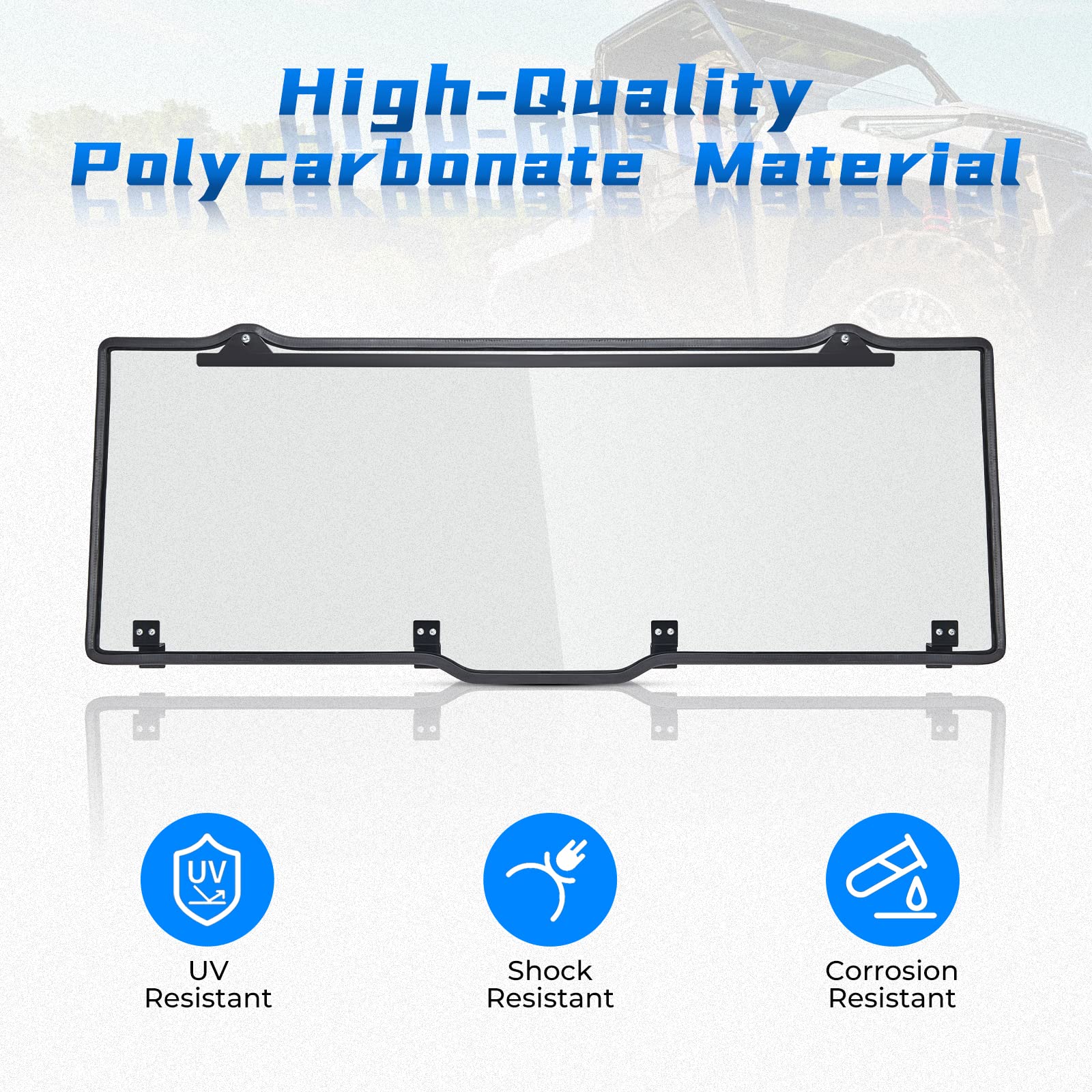 Kemimoto Rear Window Compatible With Polaris Ranger Xp 1000/Crew 2017-2025, Ranger 1000/Crew 2020-2025, Polaris Ranger Xp 900/Crew 2013-2019 Light Smoke Tint Hard Replace#2879013 Utv Rear Windshield