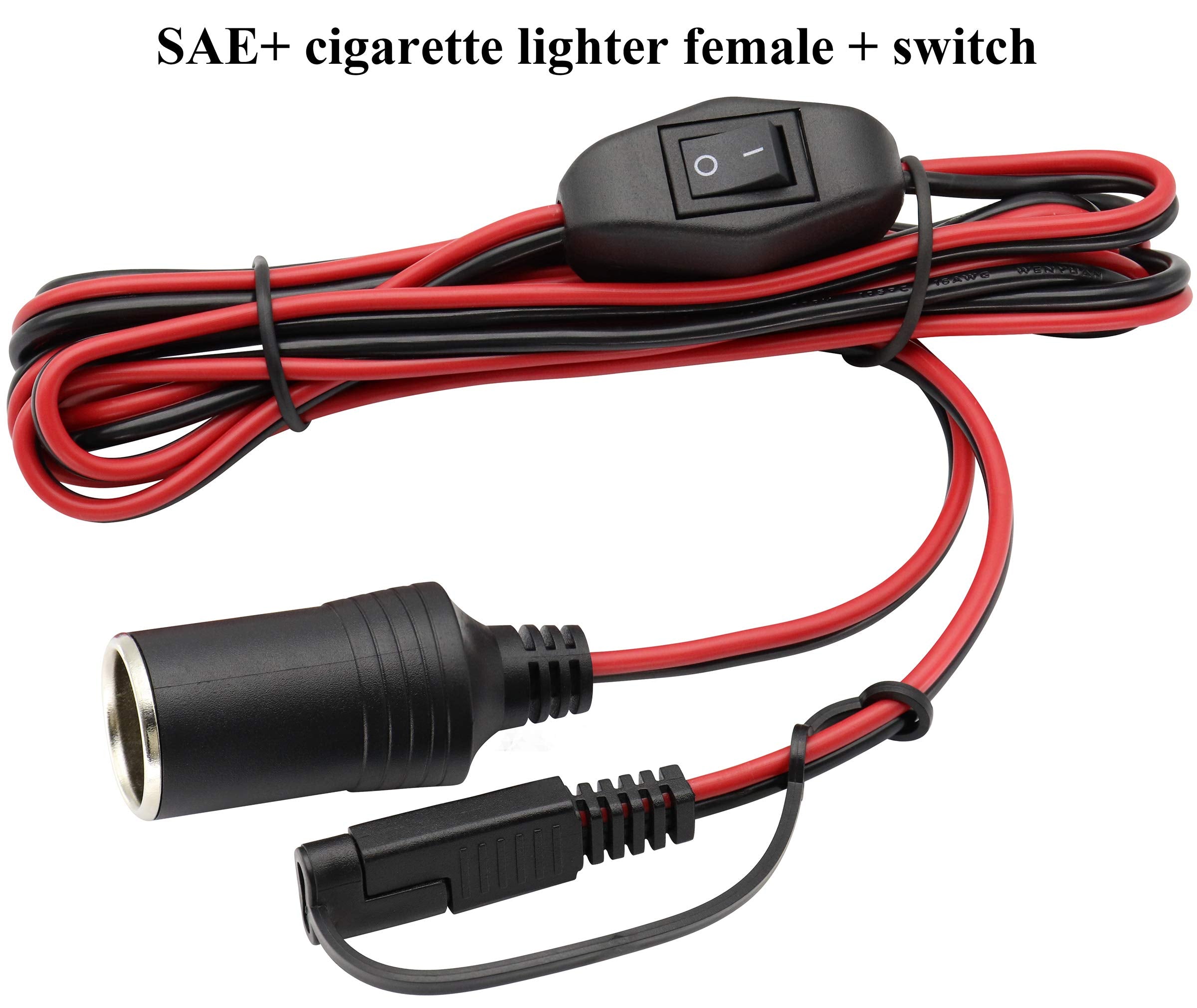 Aaotokk Sae Cigarette Lighter Battery Cable,16Awg 12V Cigarette Lighter Female Plug To Sae 2 Pin Quick Release Disconnect Connec