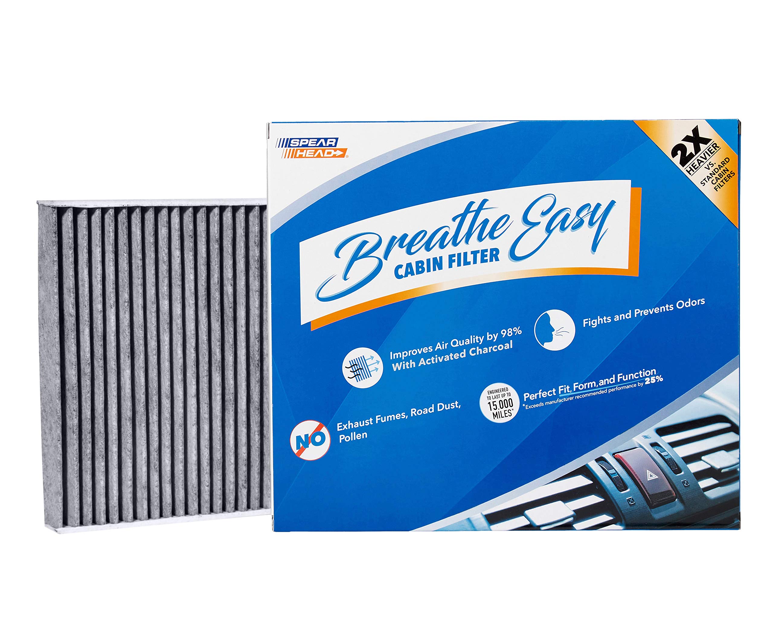 Spearhead Odor Defense Breathe Easy Cabin Filter, Fits Like Oem, Up To 25% Longer Lasting W/Activated Carbon (Be-157)