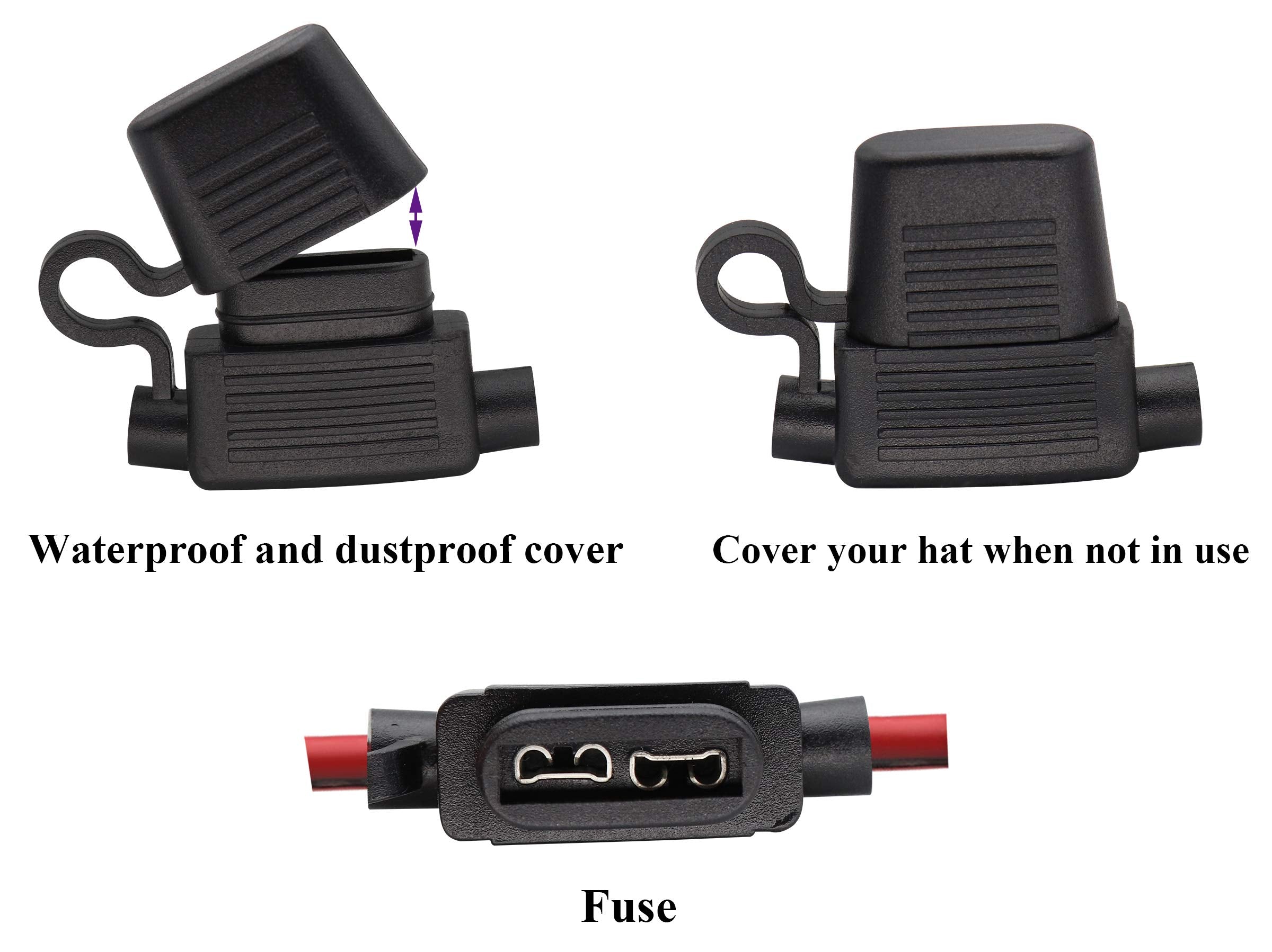 Aaotokk Crocodile Clip Cable 16 Awg Wire Harness Sae To Battery Alligator Crocodile Clip12V Dc Extension Cord With Switch And Fu