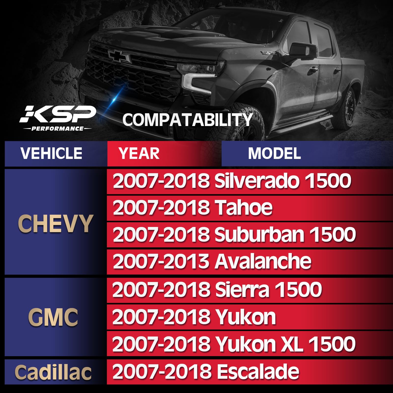 Ksp 2-4'' Upper Control Arms For Silverado Sierra 2007-2018, Adjuatable Steel Control Arm Compatible With Chevy Gmc Avalanche Ta