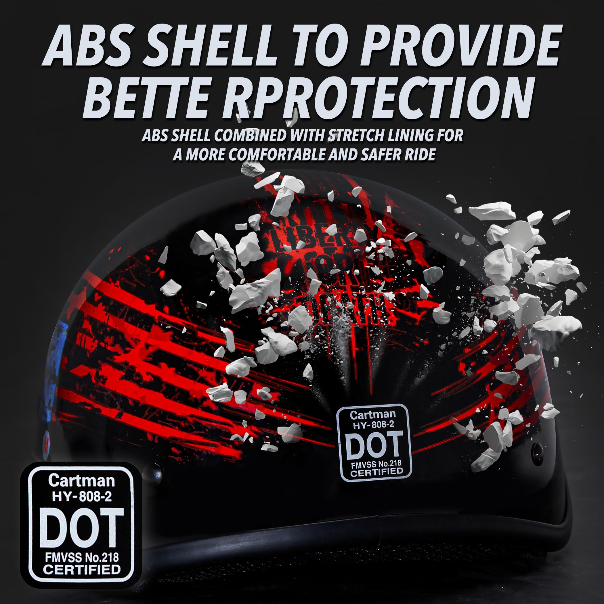 Cartman Cruiser Scooter Motorcycle Half Face Helmet, American Flag Skull Usa Graphics, Dot Approved For Bike Scooter Atv Utv Cho