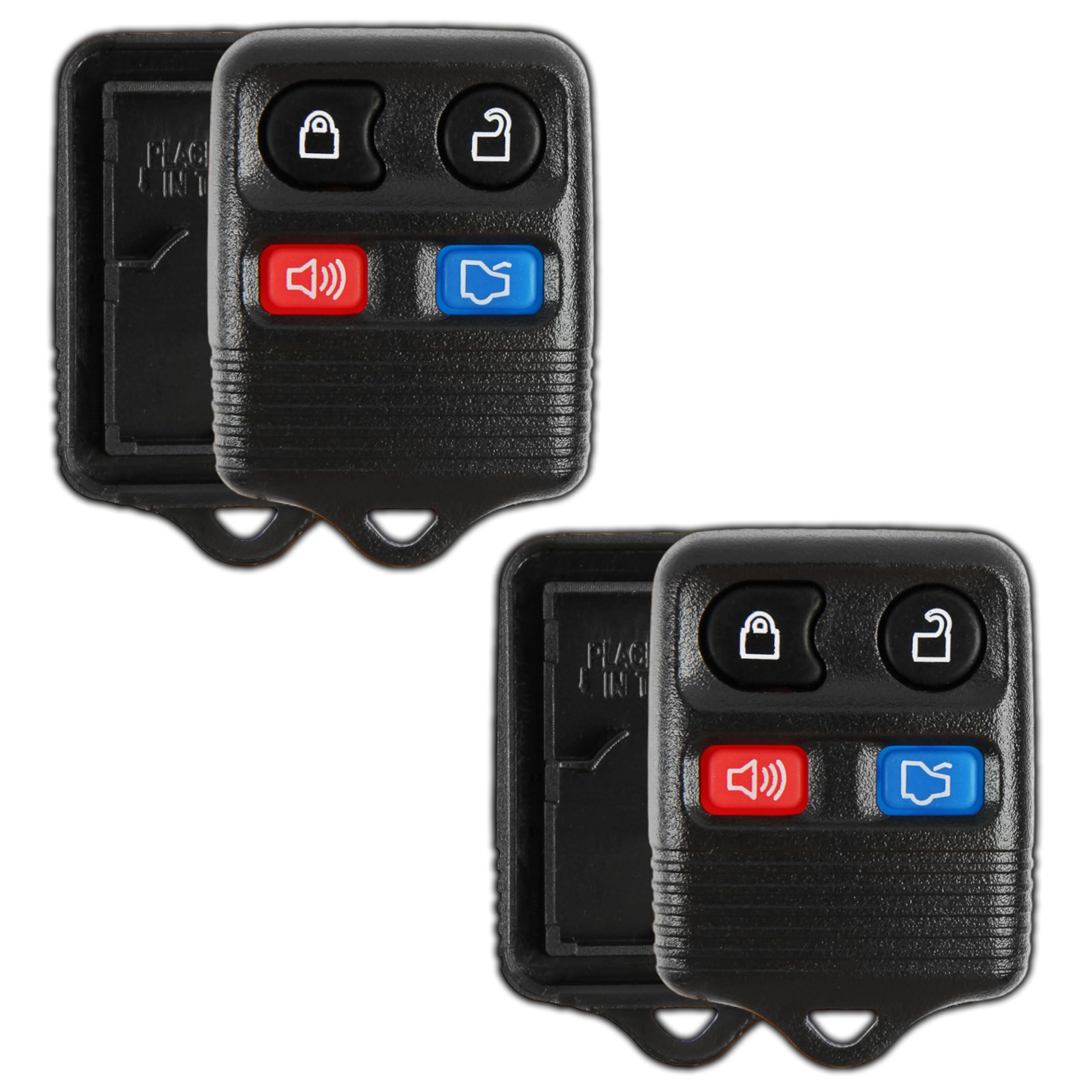 2X KeylessOption Key Fob Cover Case Replacement for 2000 2001 2002 2003 2004 2005 2006 2007 2008 2009 2010 2011 2012 2013 2014 2015 2016 2017 2018 2019 Ford Lincoln Mercury Remote Shell, 4-Button