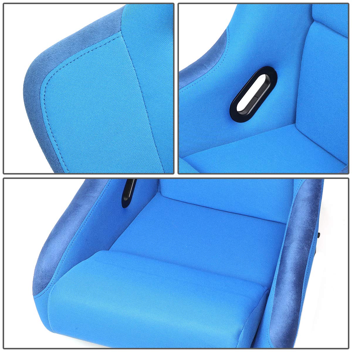 Nrg Innovations Nrg-Frp-300Bl Fiber Glass Fixed Back Bucket Racing Seat, 4Pt Harness Compatibility, Blue Seat Cover, 23''W X 18'