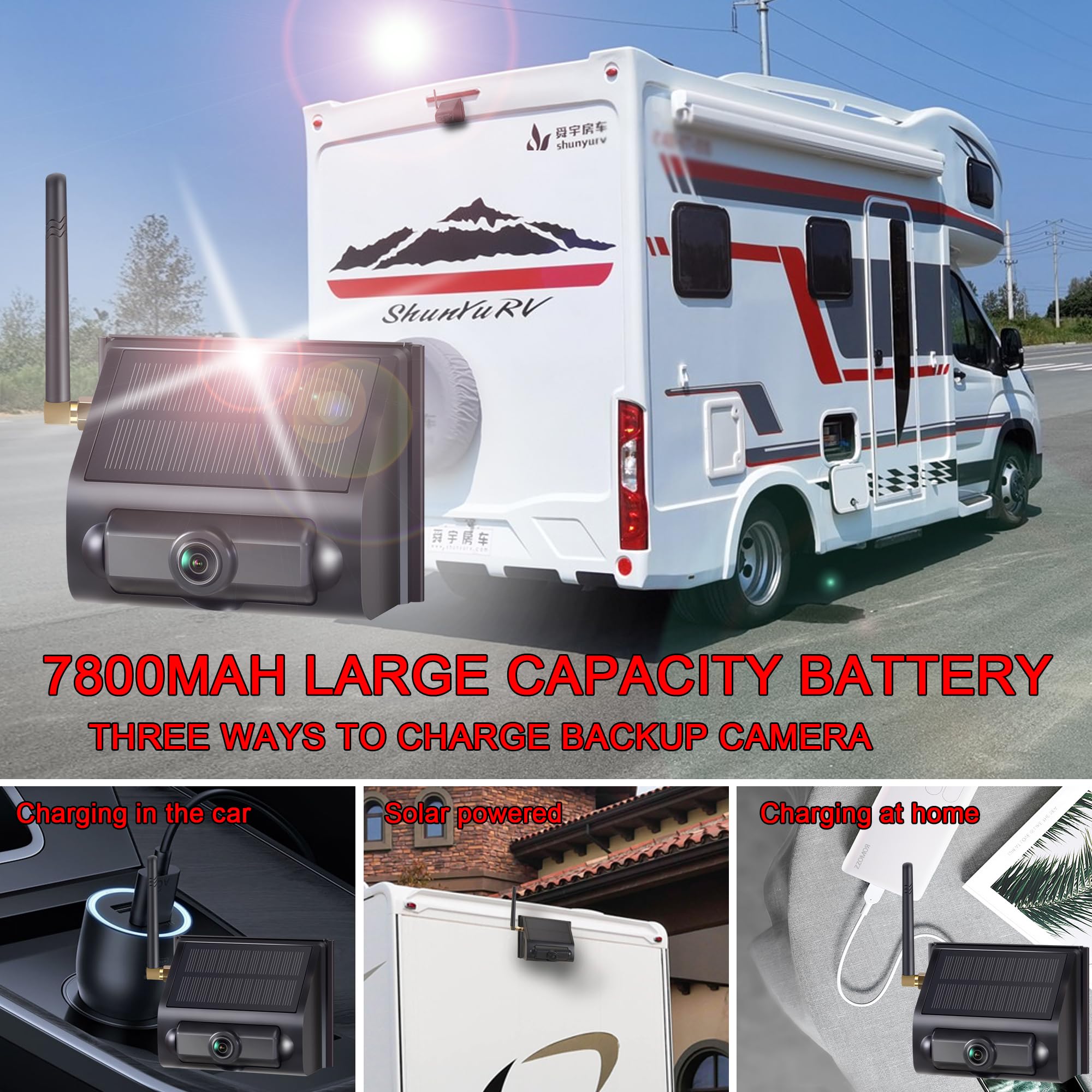 Yimu Solar Magnetic Wireless Backup Camera For Truck Andtrailers, Portable, Cordless, Scratch-Proof, 2Mins Easy Install, No Wiri