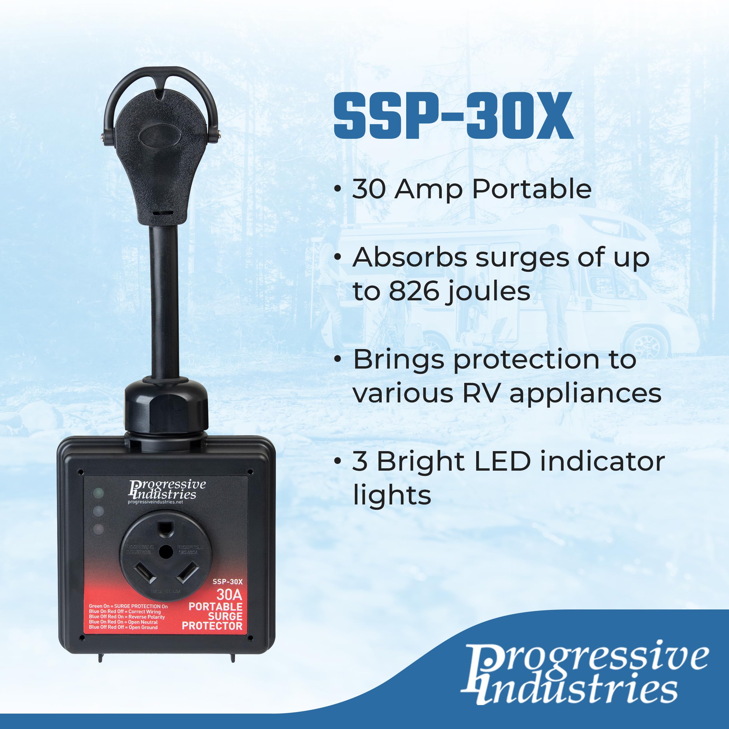 Progressive Industries Portable Rv Surge Protector, 30 Amp With Fault Detection - Ssp-30X