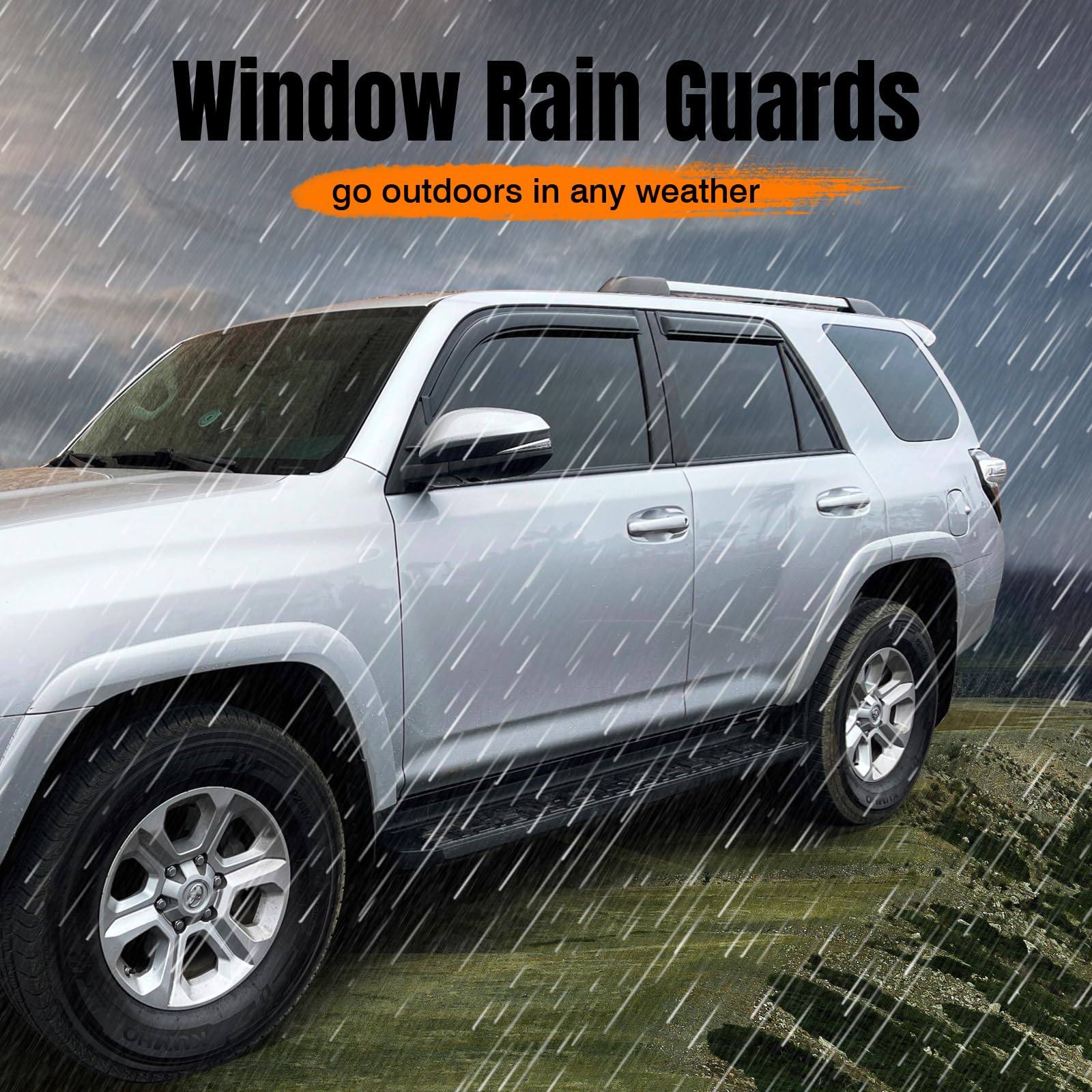 Tape On Window Visor Deflectors Compatible With 1988-1998 Chevy C & K Reg Cab Pickup, Acrylic Slim Style Smoke Tinted Window Rai