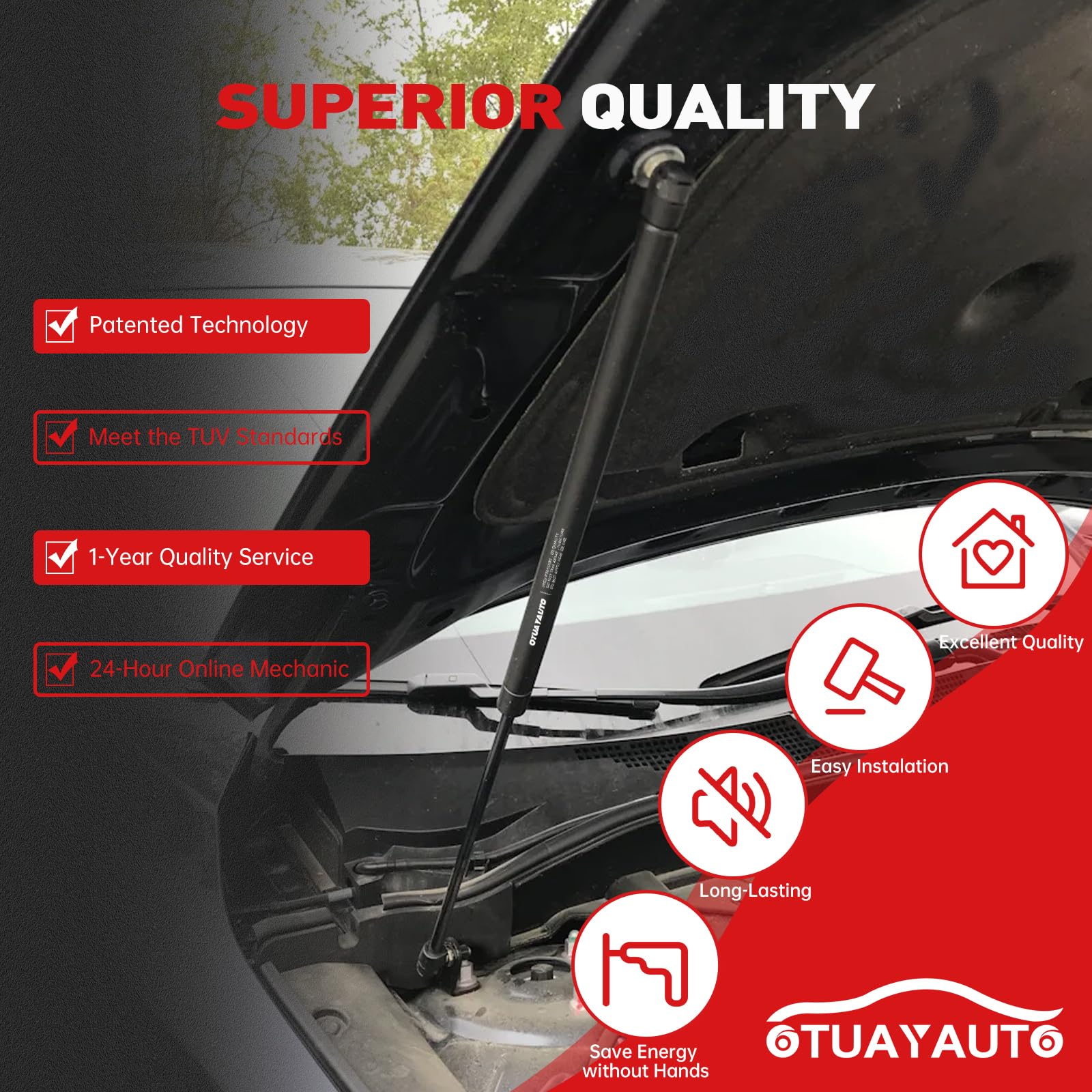 OTUAYAUTO Front Hood Struts - Replacement for 2011-2014 Hyundai Sonata (Excluding Hybrid) Hood Lift Support Shock, OEM # 6489 SG