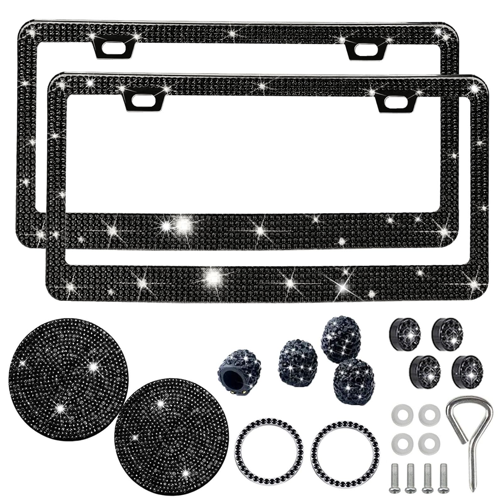 Black Bling License Plate Frame 2 Pack Rhinestone License Plate Frame Car License Plate Frame Sparkly License Plate Frame Holder