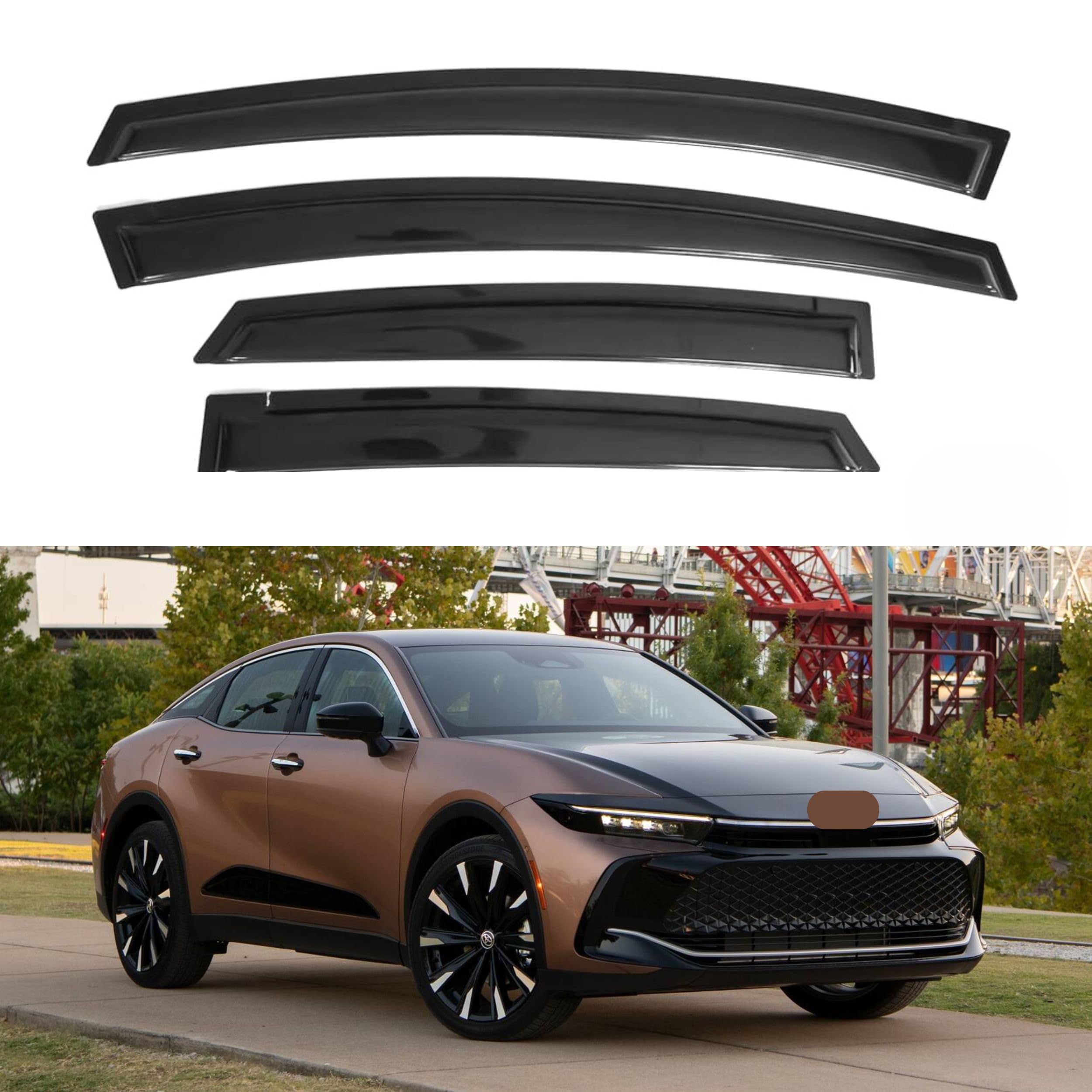 Ig Window Visor For Toyota Crown 2023-2024, Rain Guard Tape-On Extra Durable Sun Wind Side Vent Window Deflector, 2023 2024