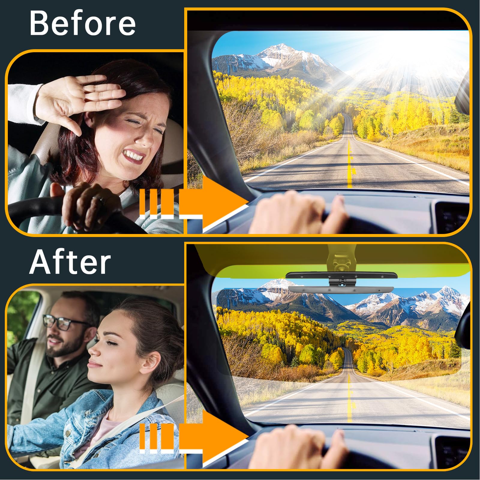 DOOUBAO Sun Visor Extender for SUV, Day and Night Universal Sun Visor Extender for Car Easy to Install, UV400 Anti-Glare Protect