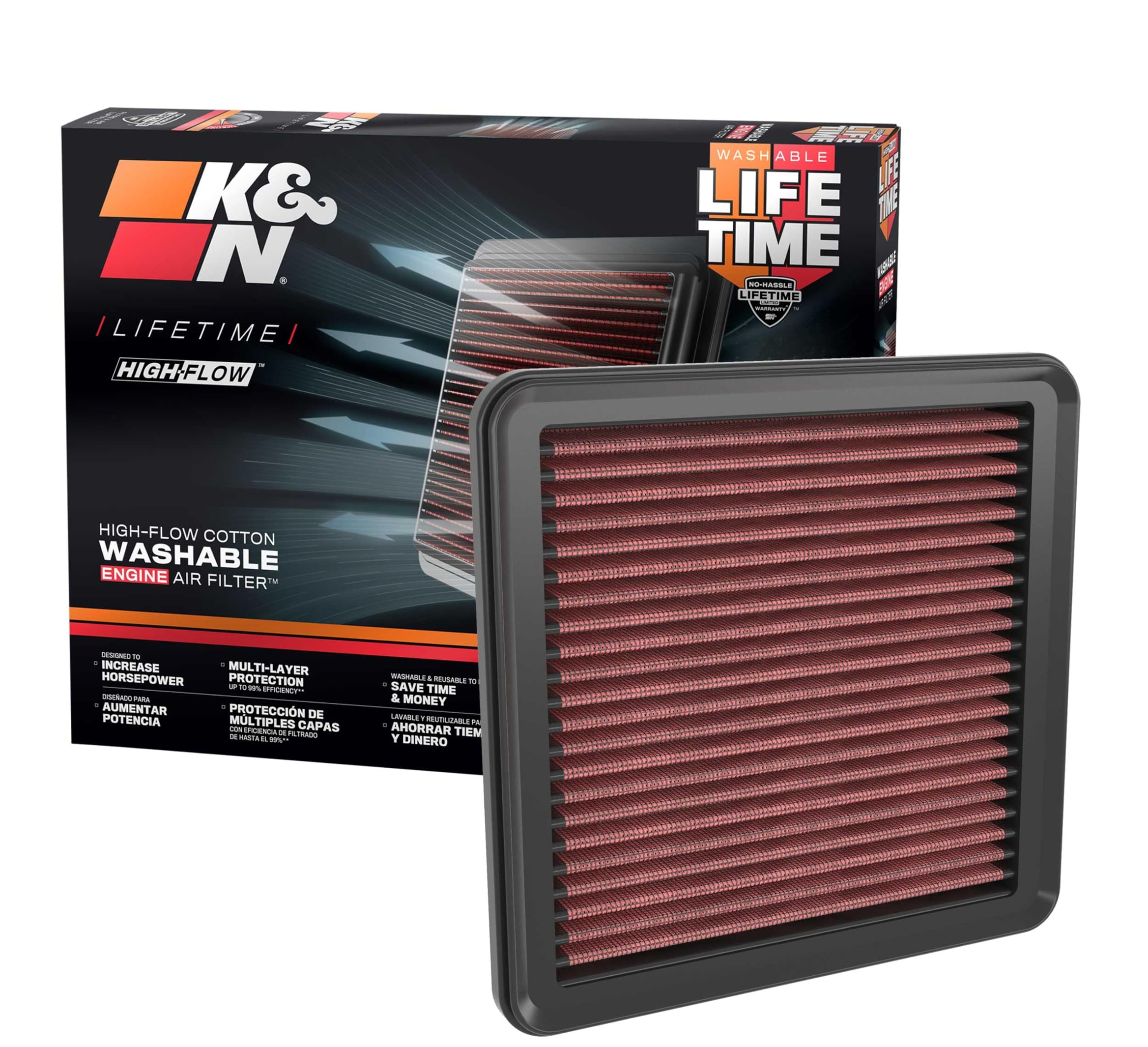 K&N Engine Air Filter: Reusable, Clean Every 75,000 Miles, Washable, Premium, Replacement Car Air Filter: Compatible With 2023 Acura Integra, 2022 Honda Civic, 33-5120