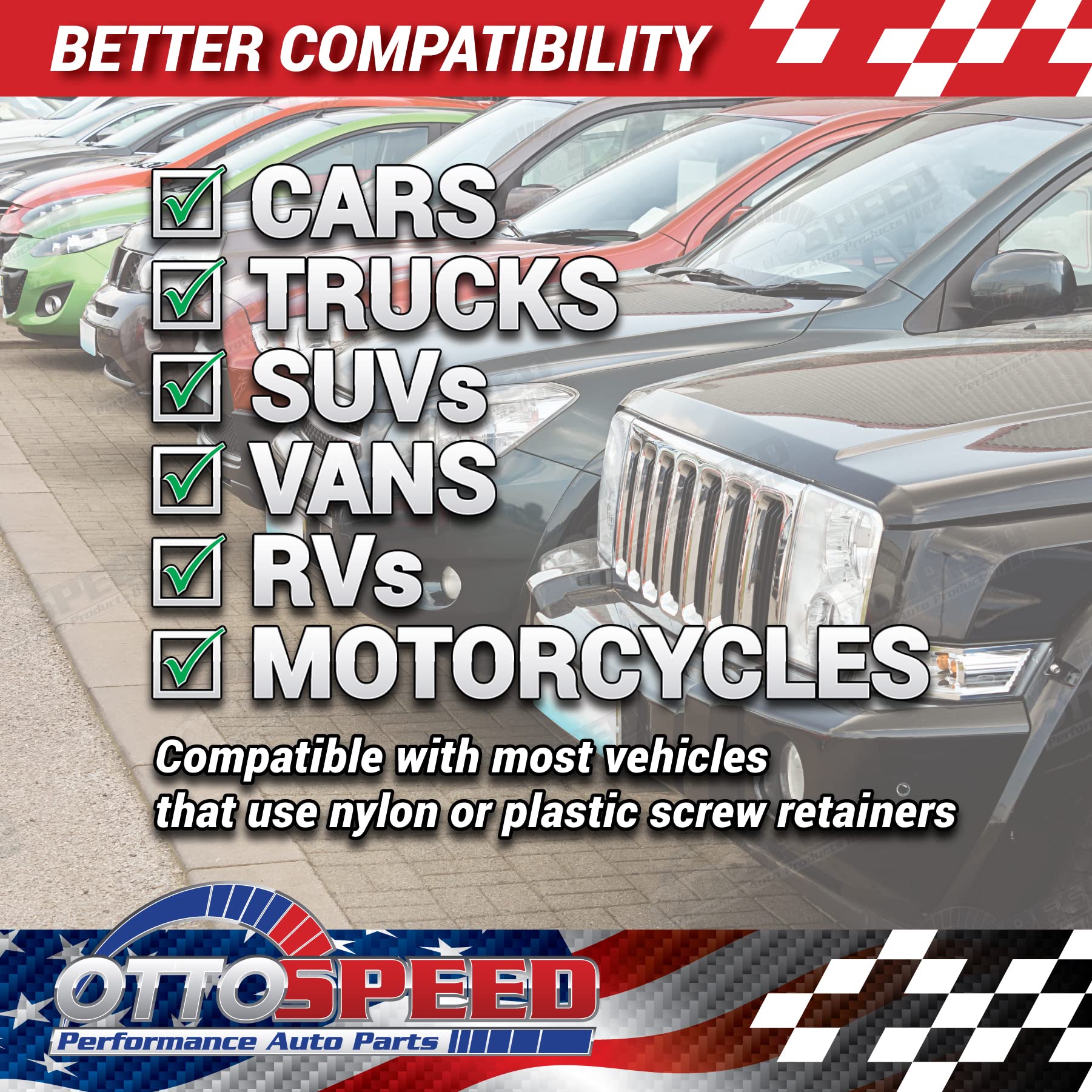 License Plate Screw Kit - Stainless, Oem Style Fasteners With Nylon Screw Retainers For Mounting Front And Back License Plates O