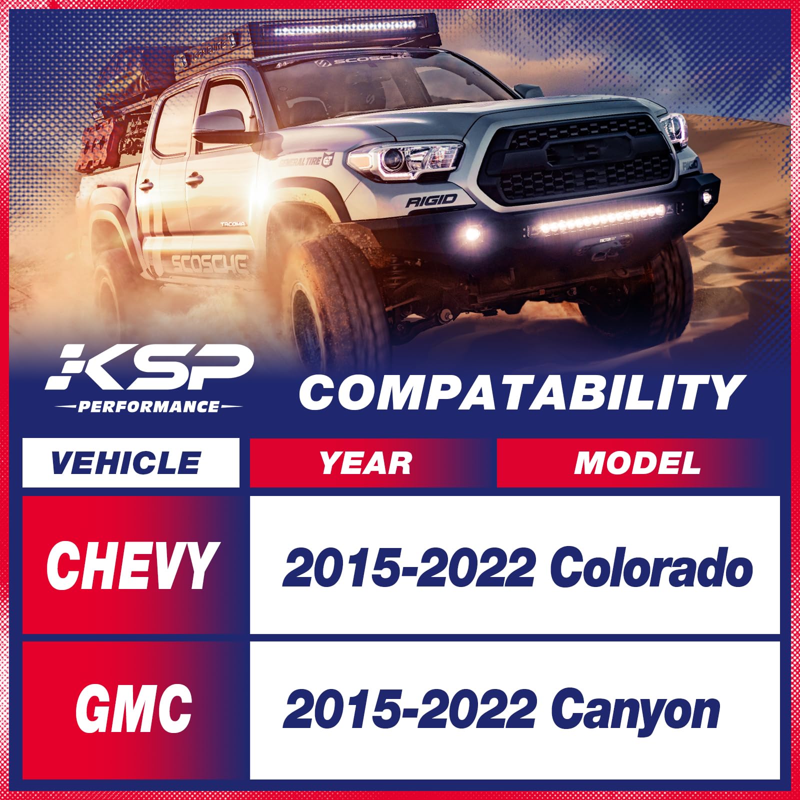 KSP PERFORMANCE Colorado Full Lift Kit - 3" Front & 2" Rear, Carbon Steel, Model KS-9K018-32, Compatible with 2015-2021 Chevy Colorado &