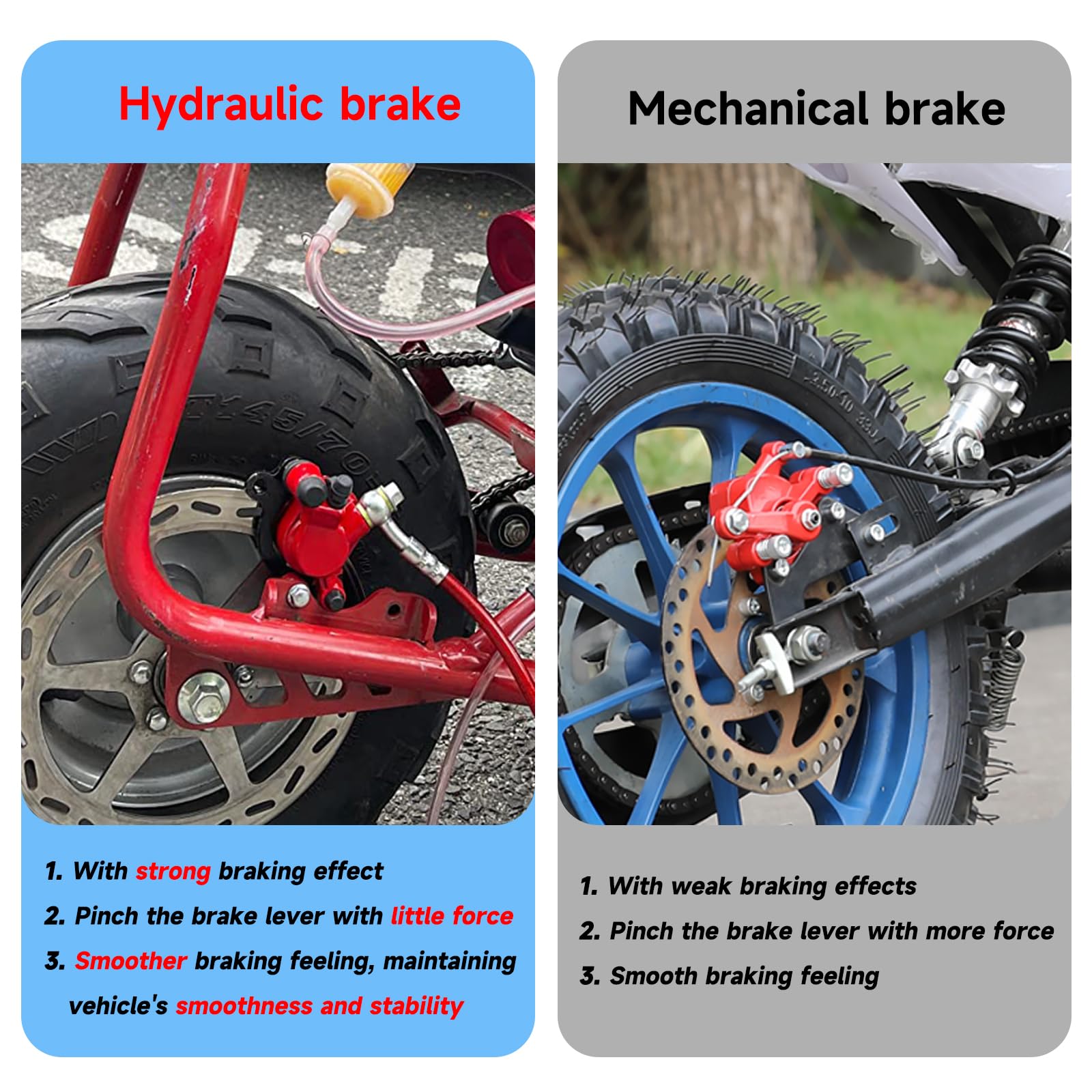 FVRITO Upgraded Mini Bike Hydraulic Disc Brake Kit for Baja DB30 Doodle Bug Blitz Dirt Bug Racer 97cc 79cc Predator 2.8hp Engine