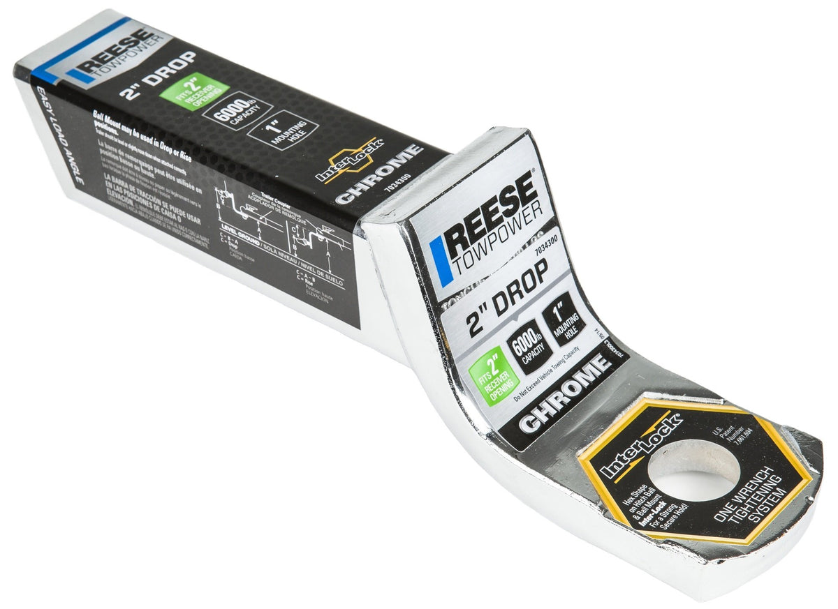 Reese Towpower 7034300 2'' Drop Chrome Class III Interlock Ball Mount