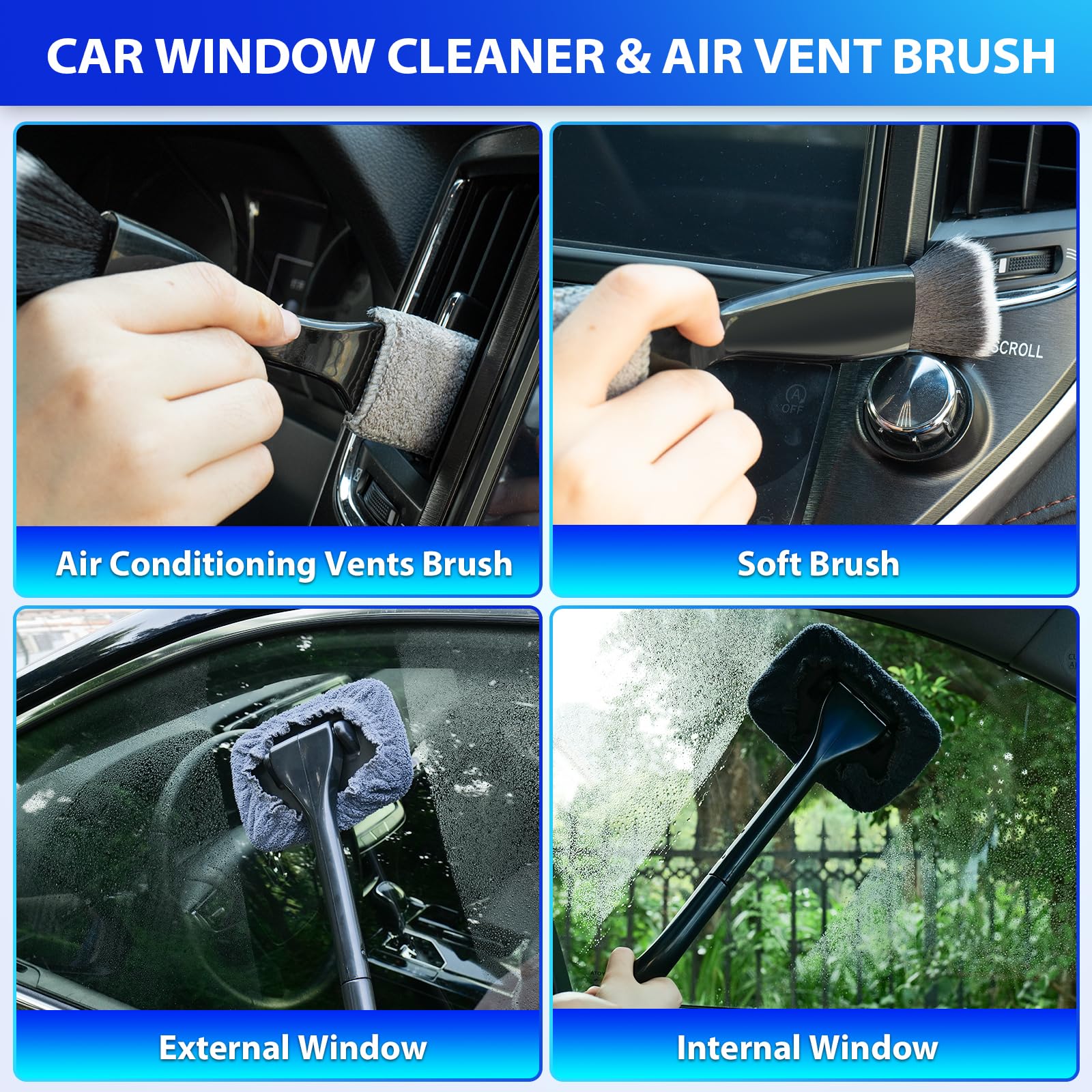 Thinkwork Car Cleaning Kit, Car Vacuum Kit, Gray Car Interior Detailing Kit With 8000Pa High Power Vacuum, Including 7Pcs Detail