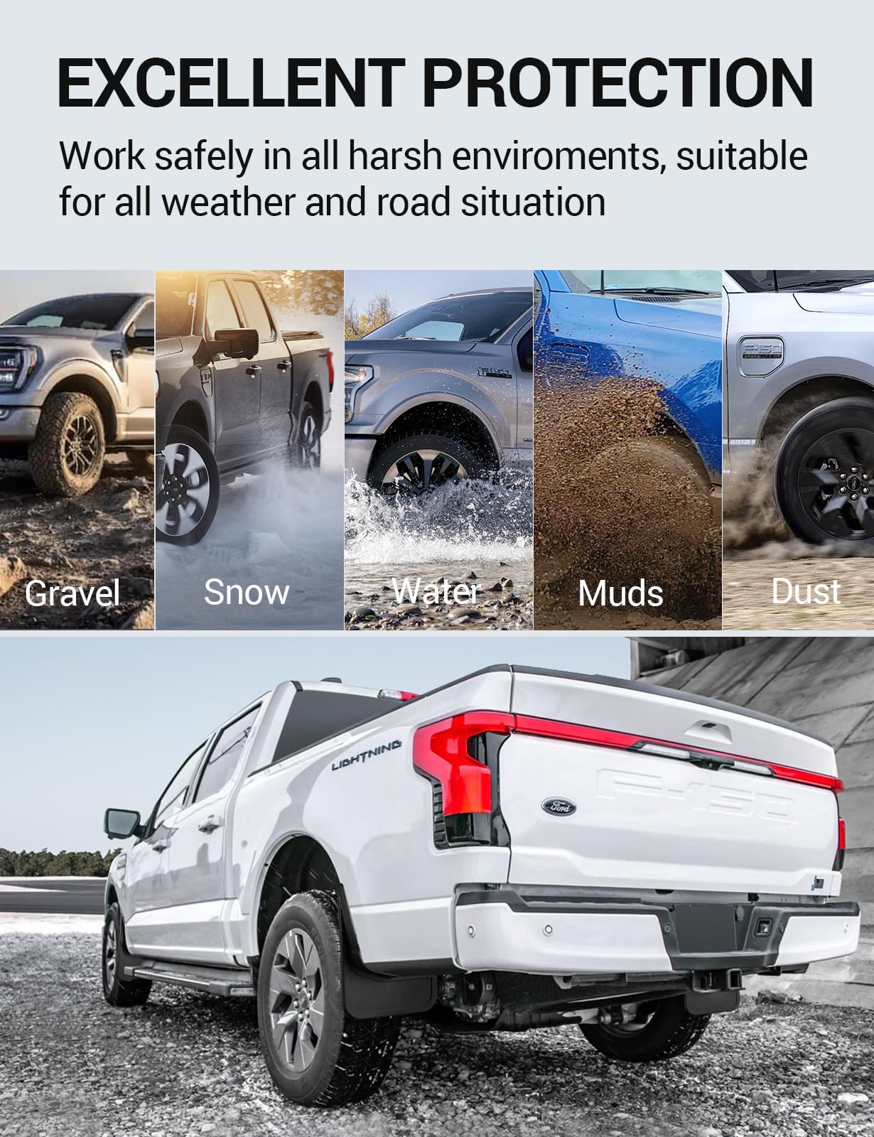 Ecarzo Mud Flaps For F150 Lightning Accessories 2022 2023 2024 2025 All Weather Mud Splash Guards No Drilling Required Mudflap F