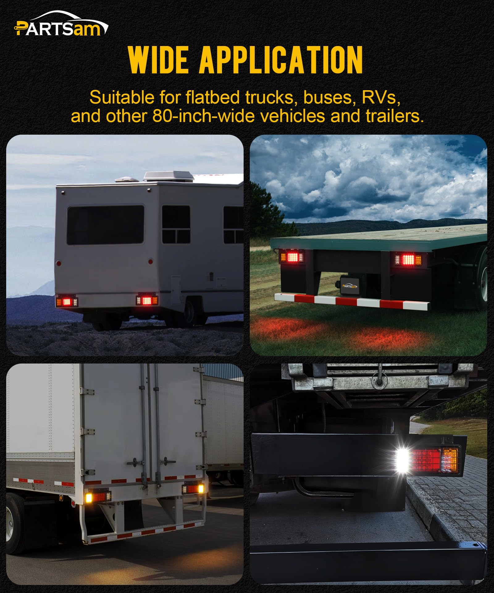 Partsam 2Pcs Led Truck Trailer Tail Lights Bar Kit 40 Led W Iron Net Protection Replacement For W Series/Compatible With Isuzu E